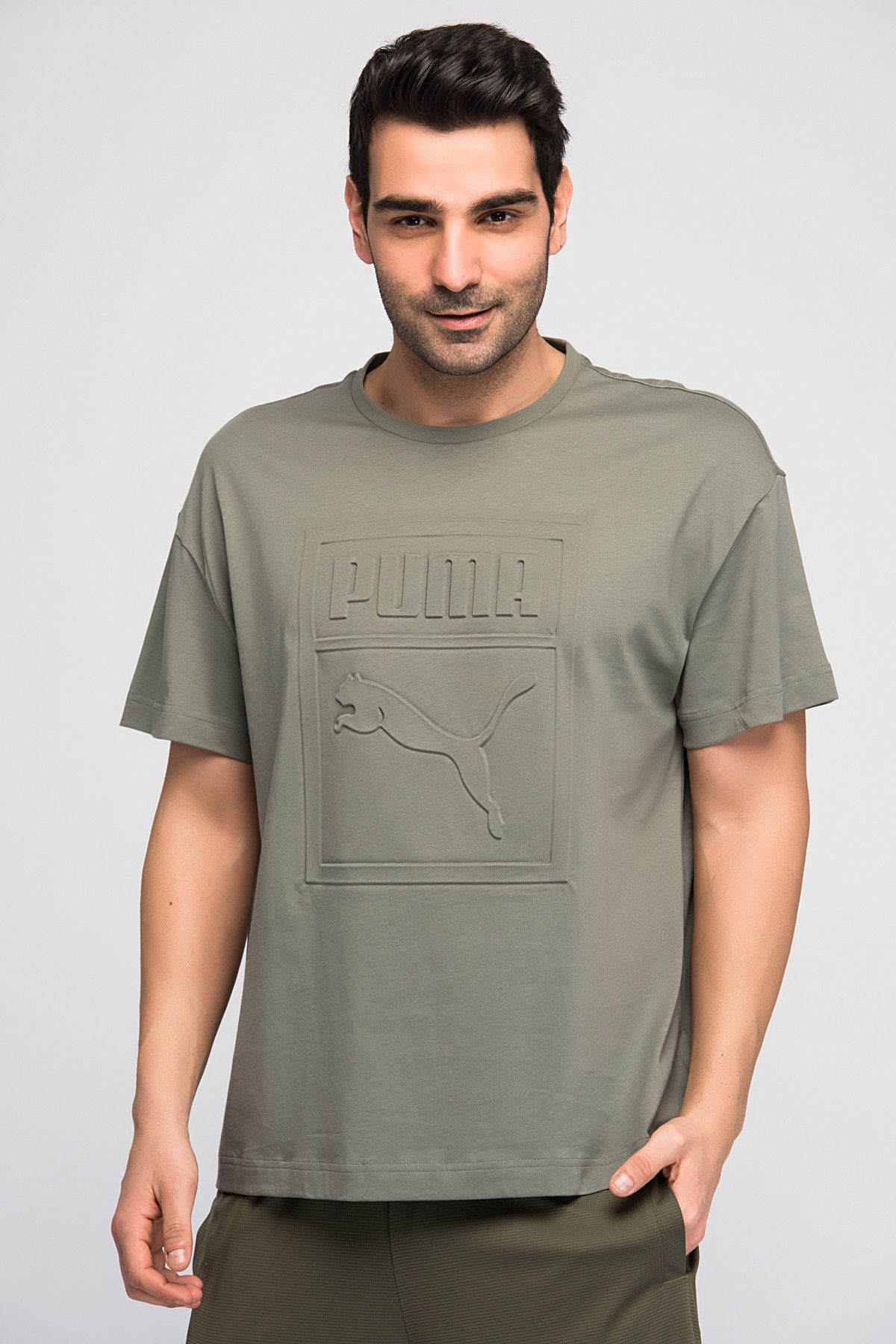 Puma Erkek T-shirt - Archive Embossed Print Tee Castor Gray - 57567339