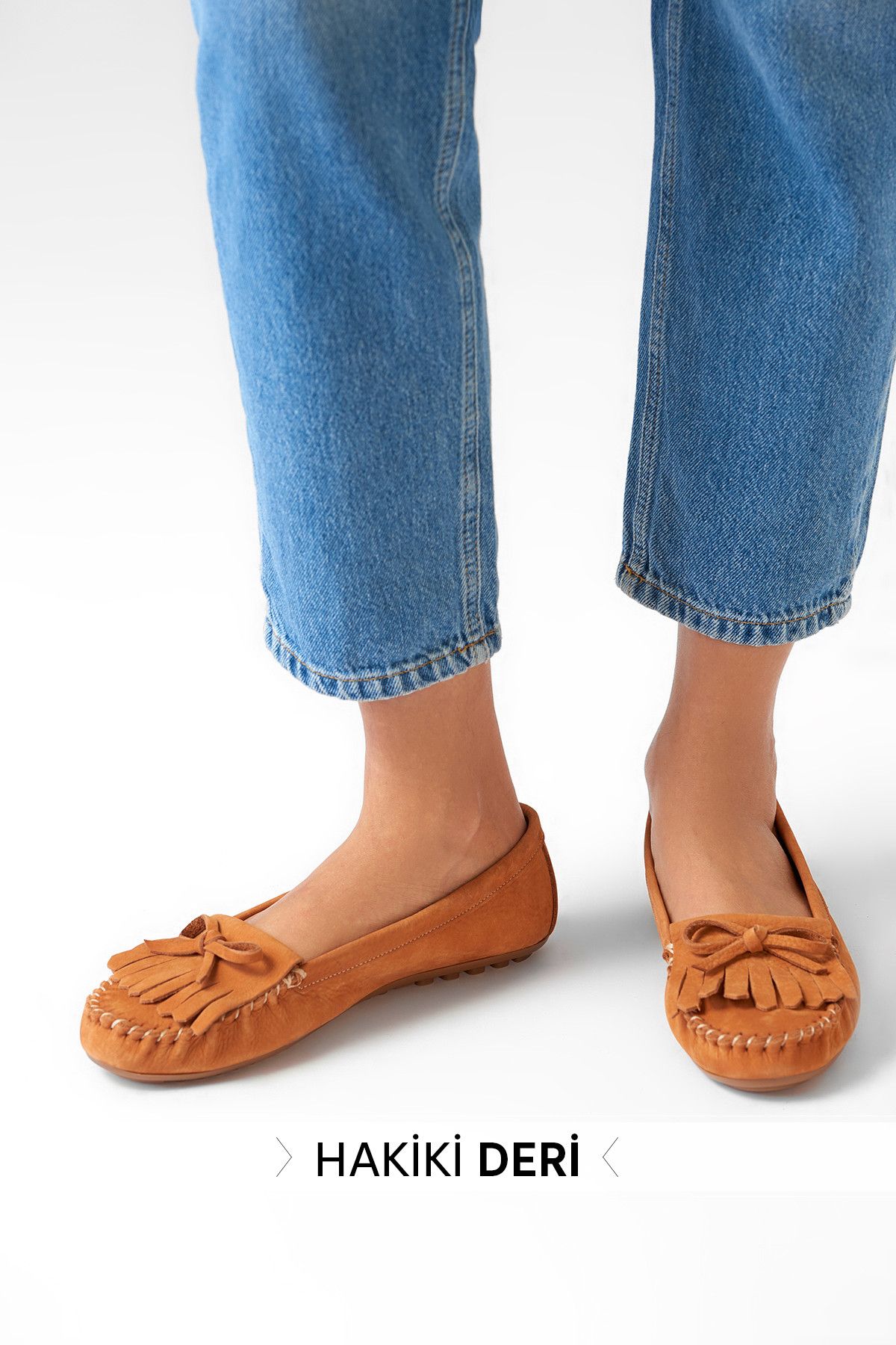 TRENDYOLMİLLA Hakiki Deri Taba Önü Bağcıklı Kadın Loafer Ayakkabı TDASS18TL0005