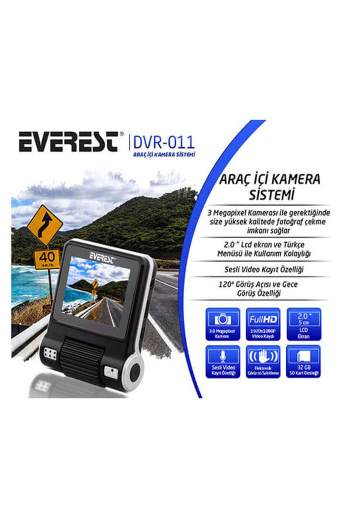 Everest DVR-011 1920x1080P Tek Kameralı Sesli 2 Lcd Ekran Gece Görüşlü Araç İçi Kamera
