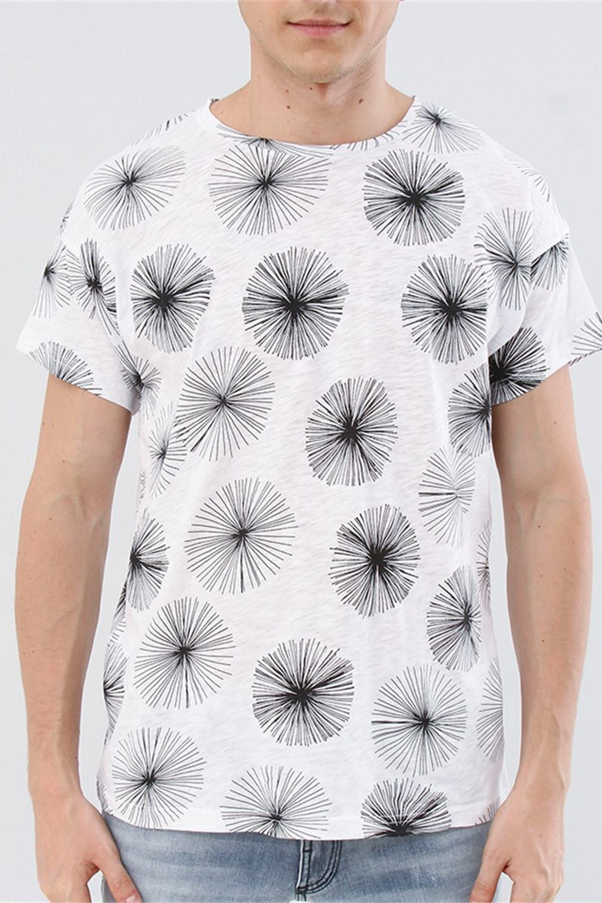 Antony Morato Erkek Beyaz Desenli T-Shirt