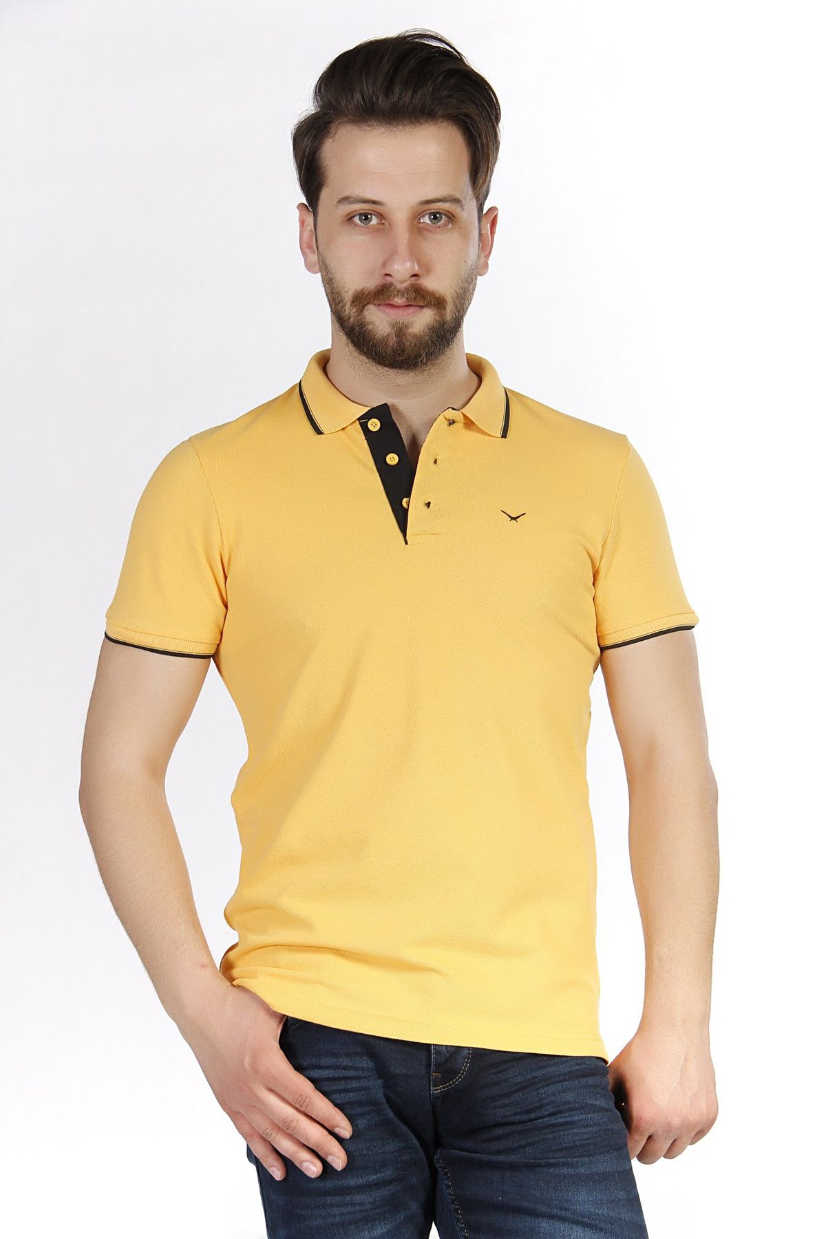 Arlin Erkek Battal Polo Yaka Hardal T-Shirt 18YC1EKB4614