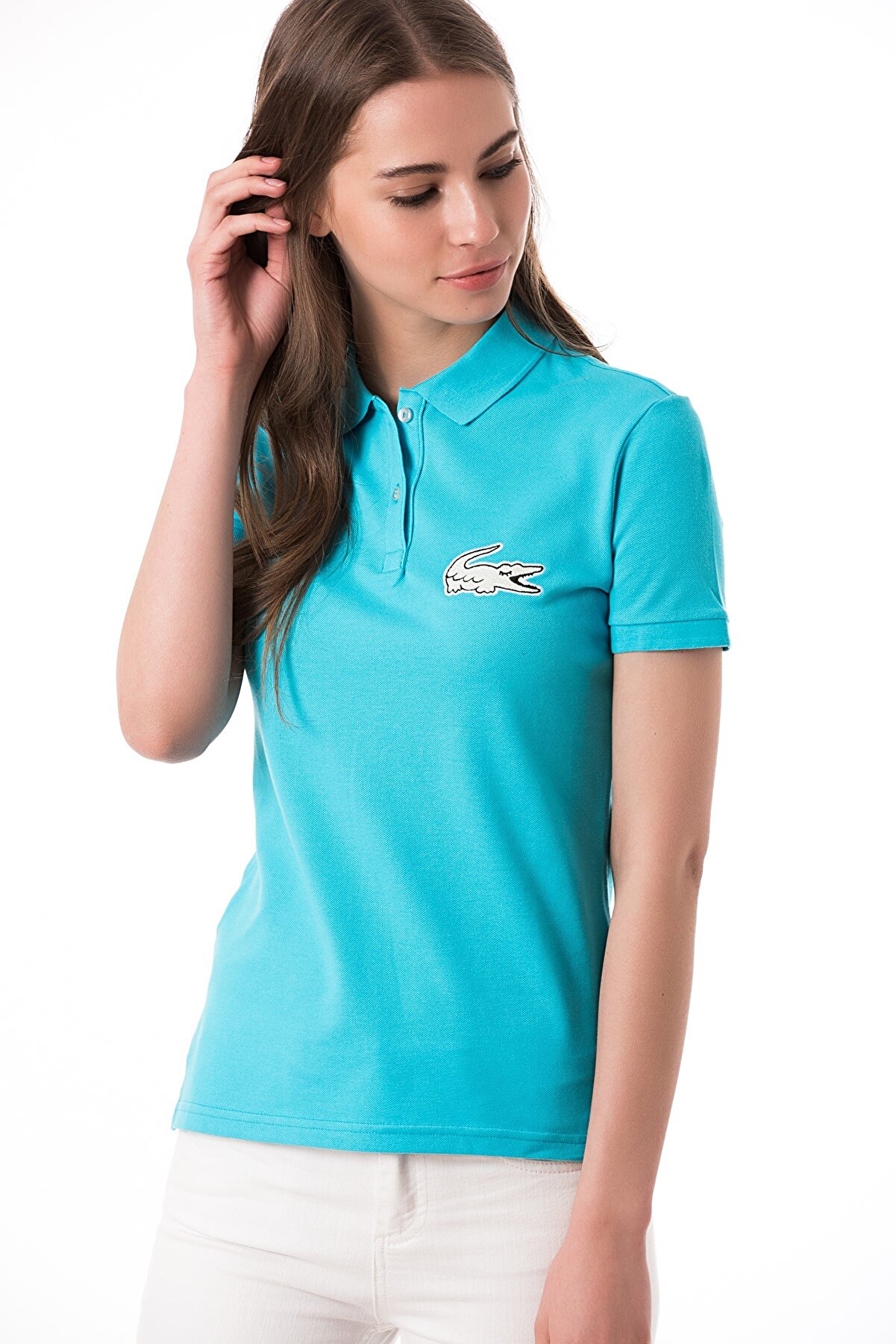 Lacoste Kadın Mavi Polo Yaka T-shirt PF5081