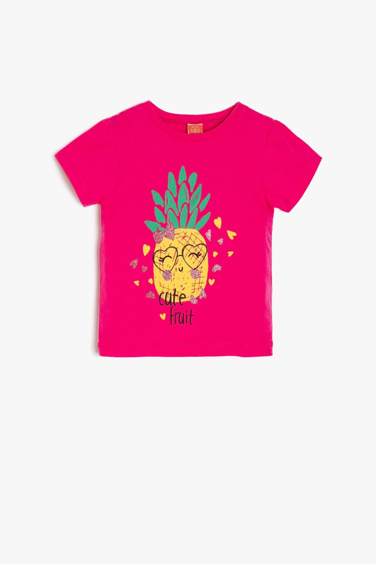 Koton Pembe Kız Bebek Desenli T-Shirt