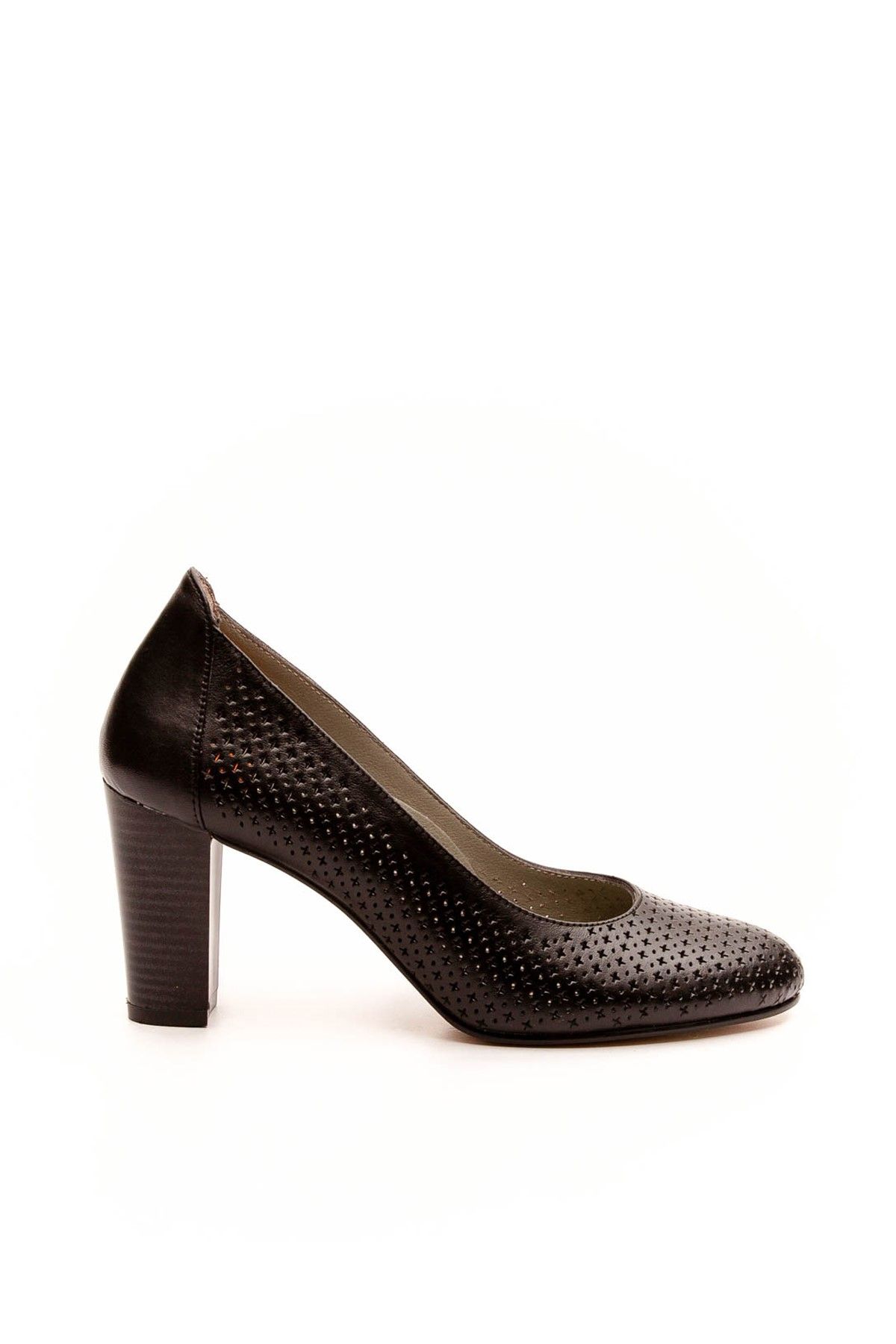 Deripabuc - Anatomik Hakiki Deri Siyah Kadın Topuklu Ayakkabı SHN-0298