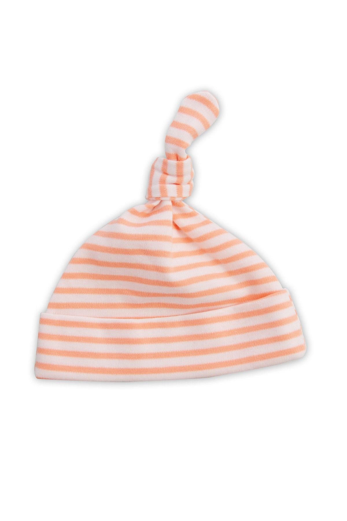 Baby Corner Somon Ekru Kız Bebek Çizgili Kukuleta Şapka 7015