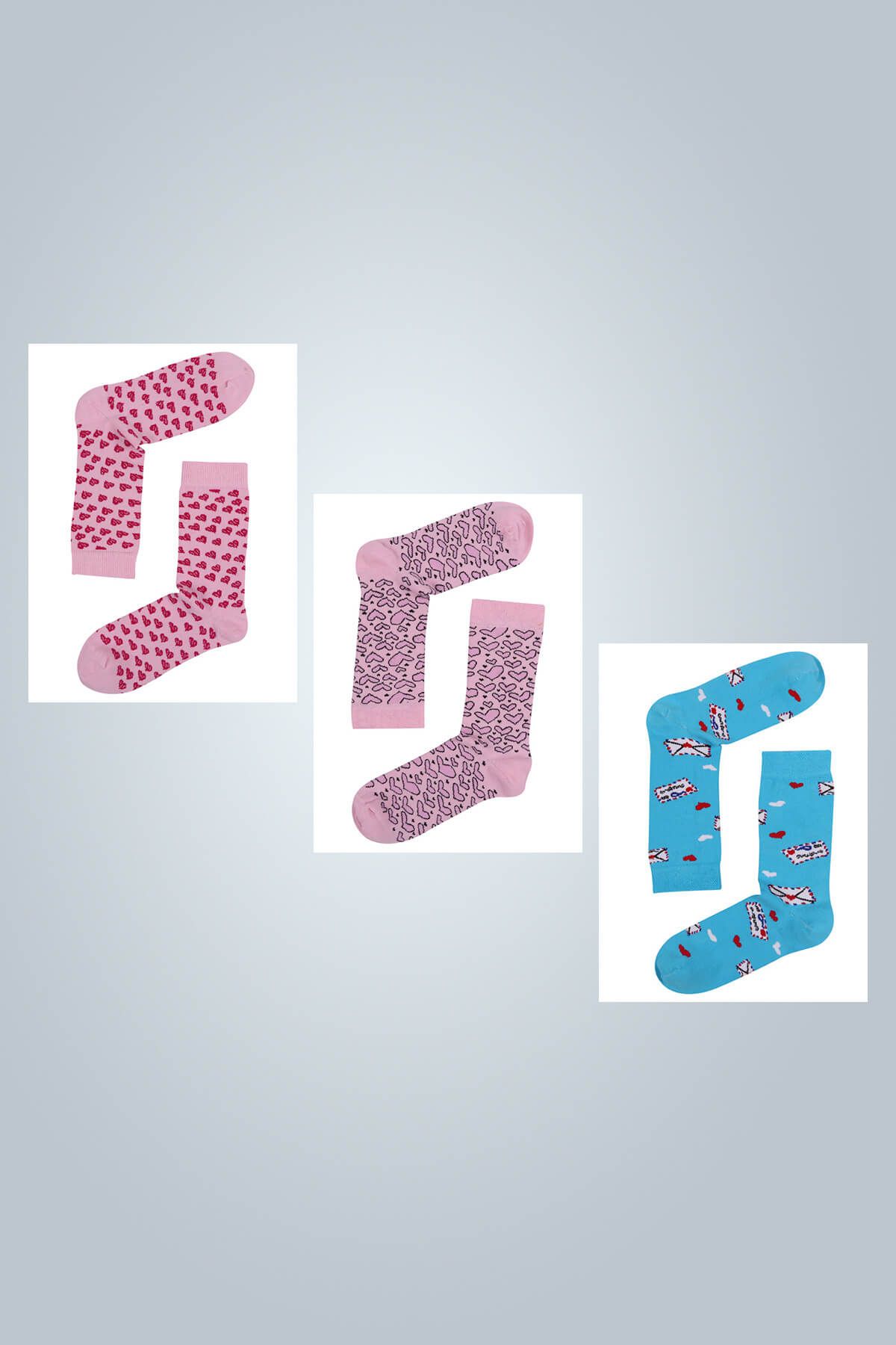 The Socks Company Kadın Çok Renkli 3'lü Paket Desenli Çorap
