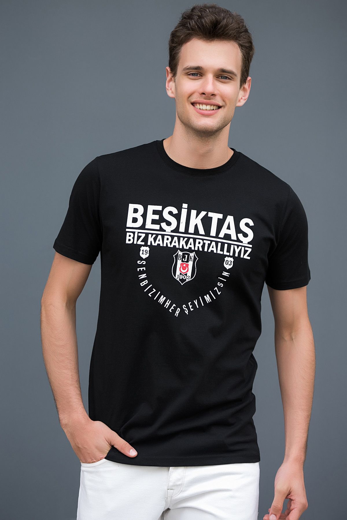 Beşiktaş Erkek Siyah T-Shirt - GNLESE0311