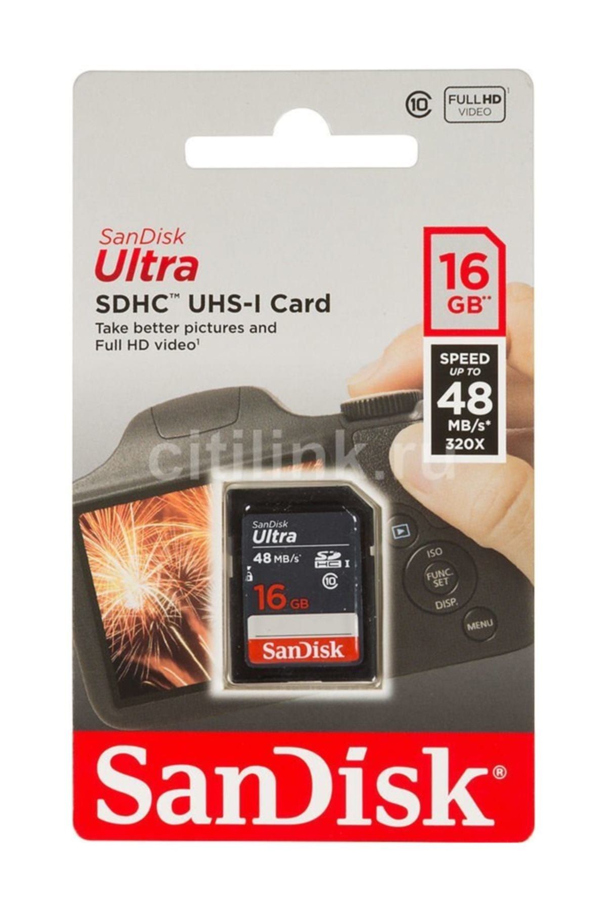 Sandisk Ultra SDHC 48MB/s Class 10 UHS-I Hafıza Kartı 16  GB SDSDUNB-016G-GN3IN