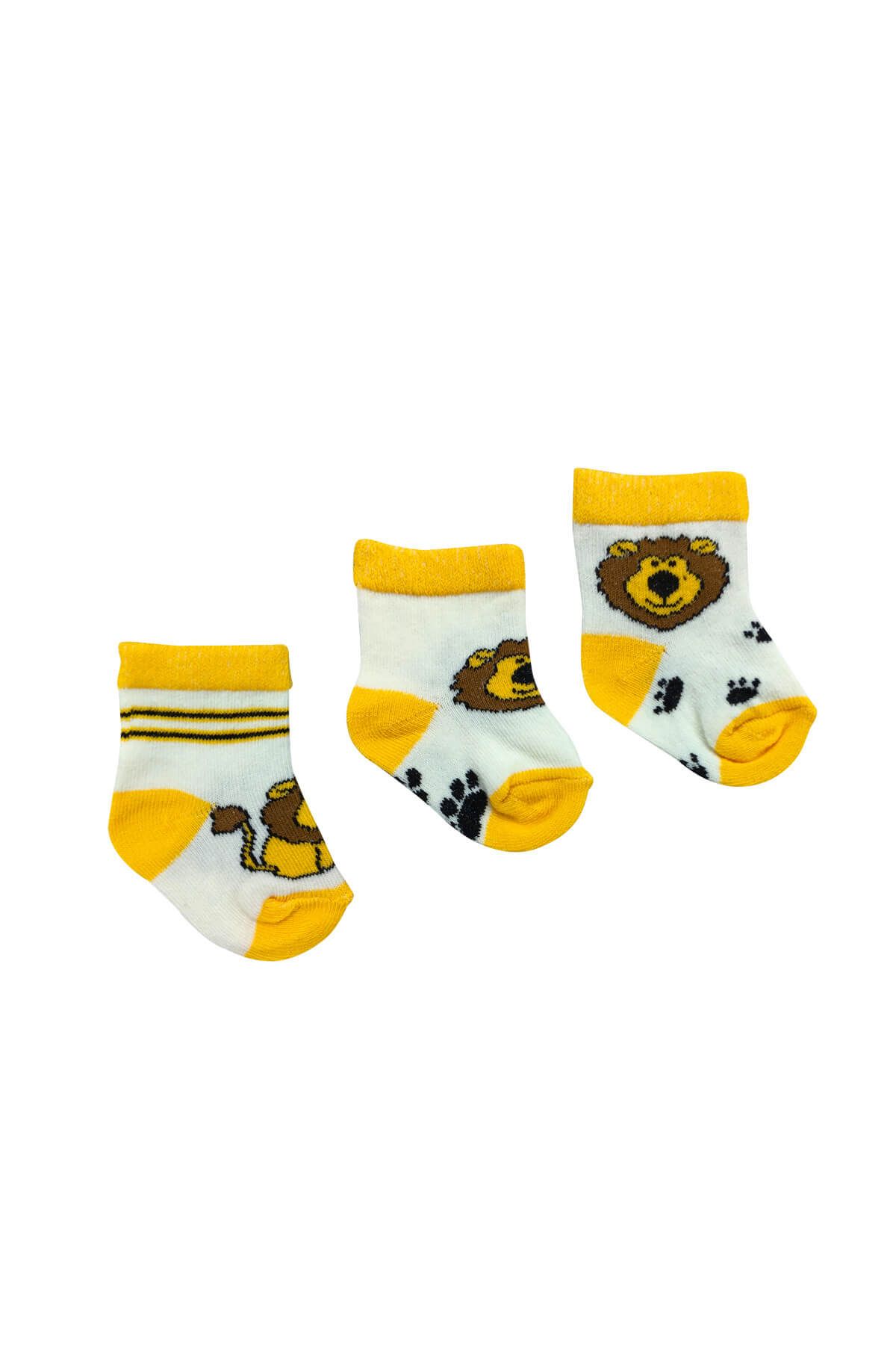 Minisse Sarı Erkek Bebek 3'Lü Çorap Set