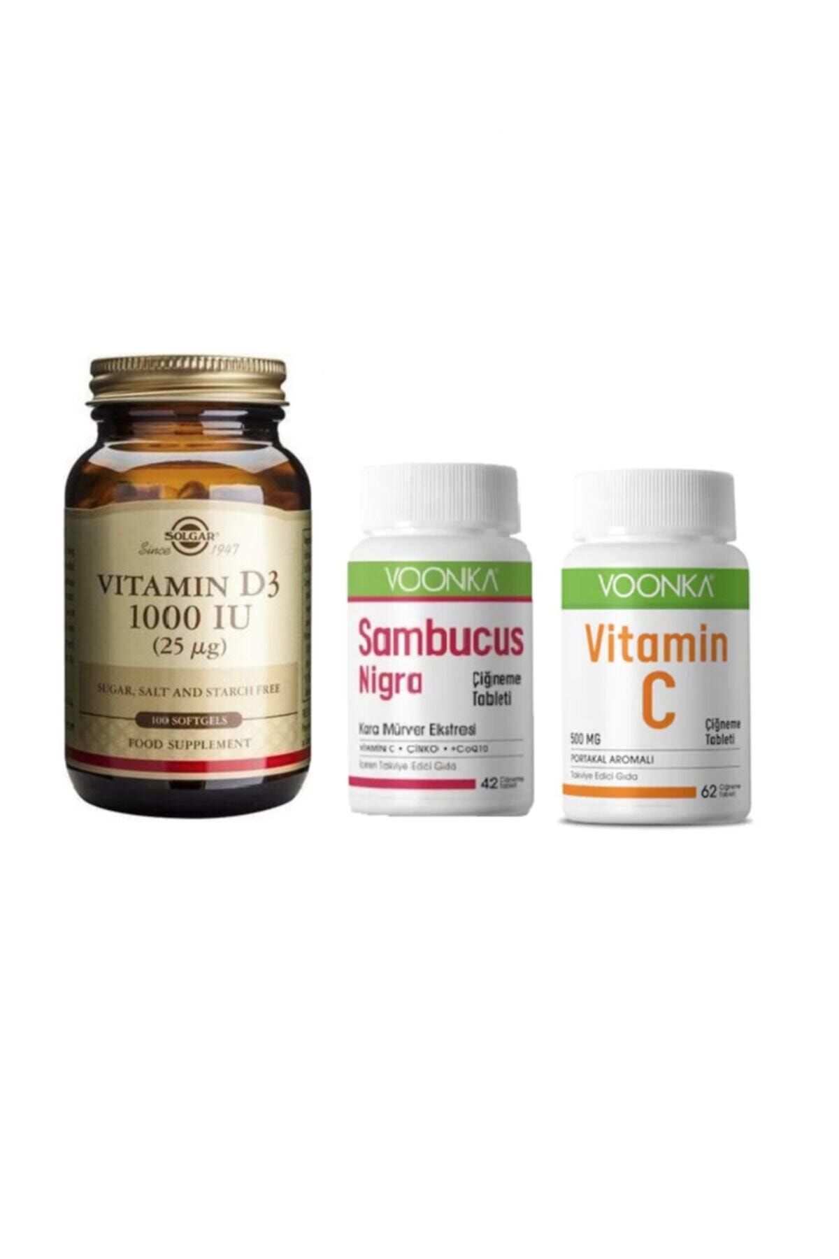Solgar D3 Vitamini 100 Yumuşak Kapsül + Voonka Sambucus Nigra(kara Mürver Ekstresi)42 Çiğneme Tableti