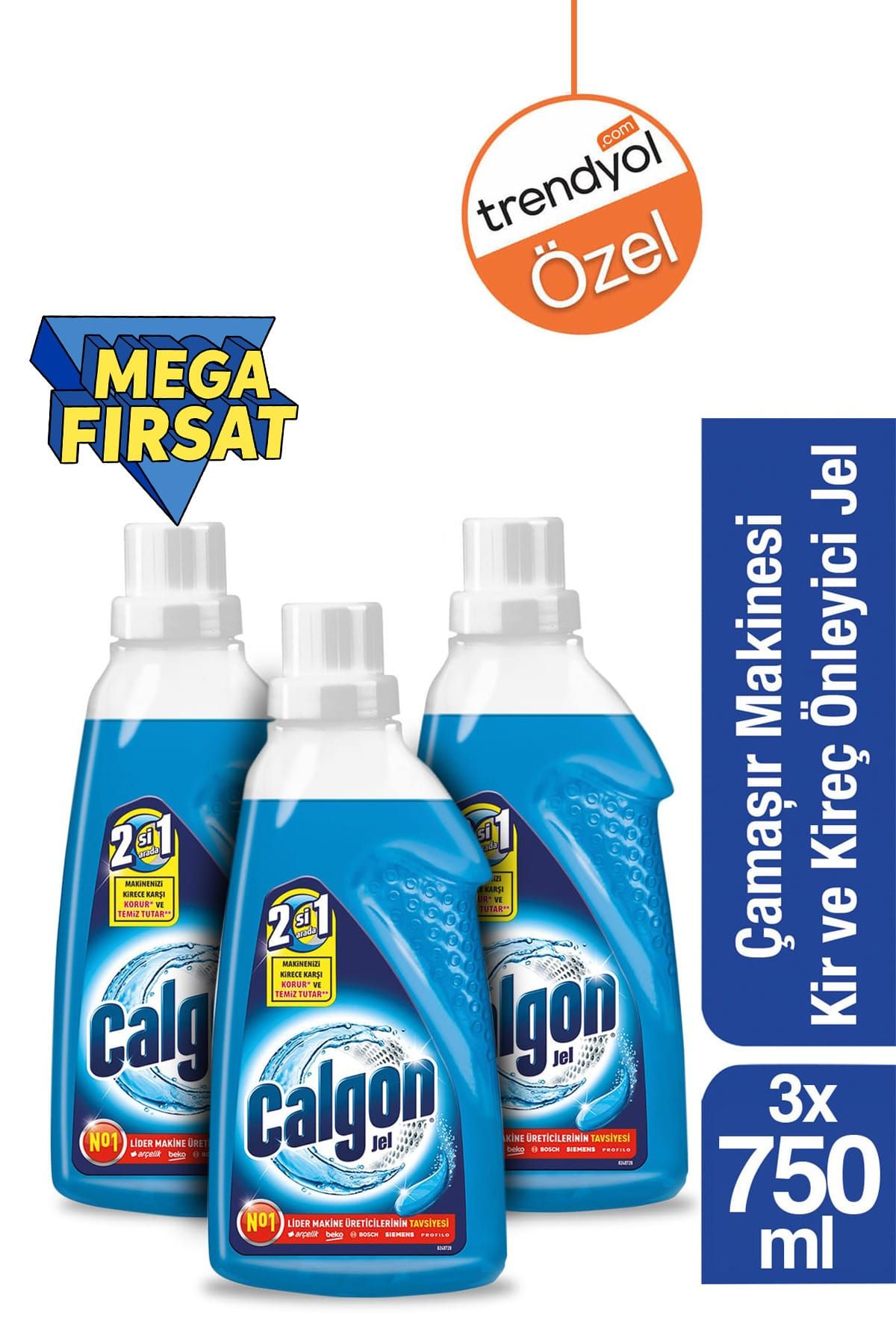 Calgon Çamaşır Makinesi Kir ve Kireç Önleyici 2'si 1 Arada 3x750 ml Jel