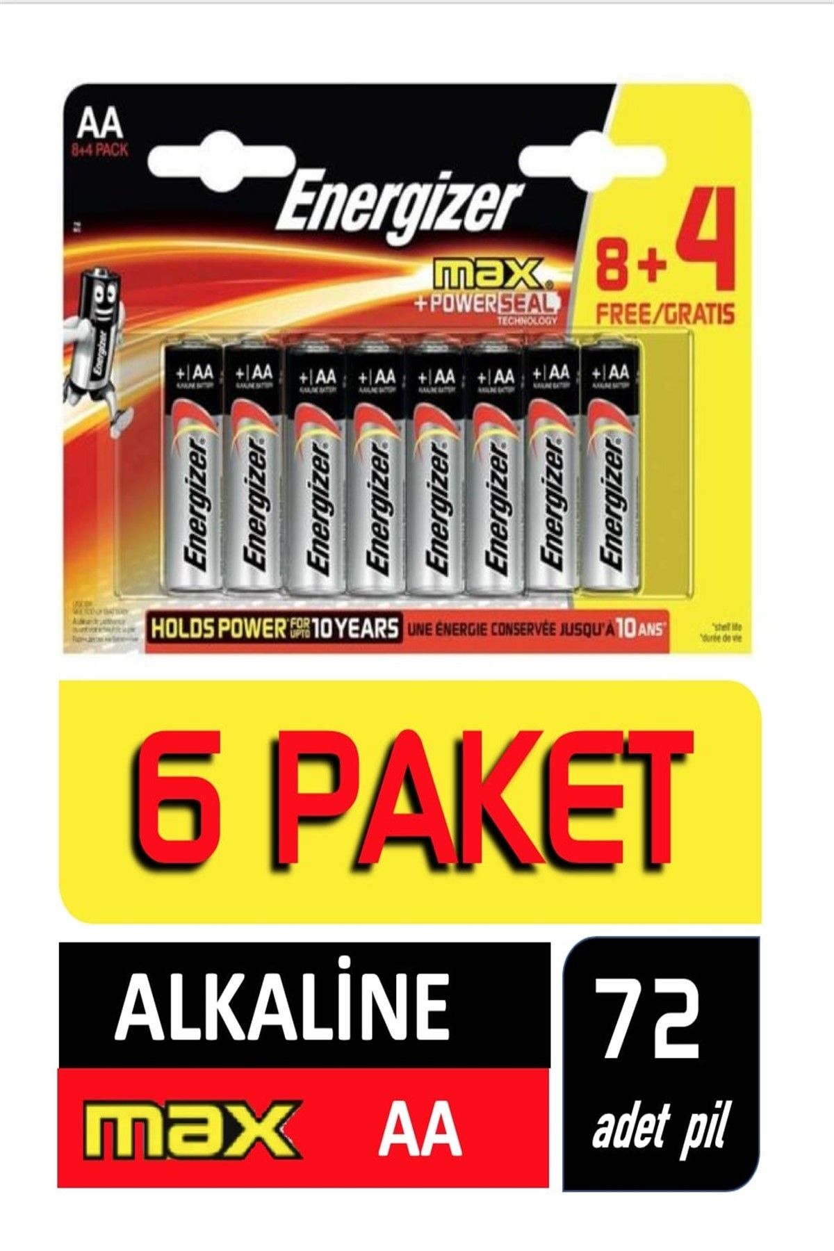 Energizer Alkaline Max Power Seal 72 li AA Kalem Pil
