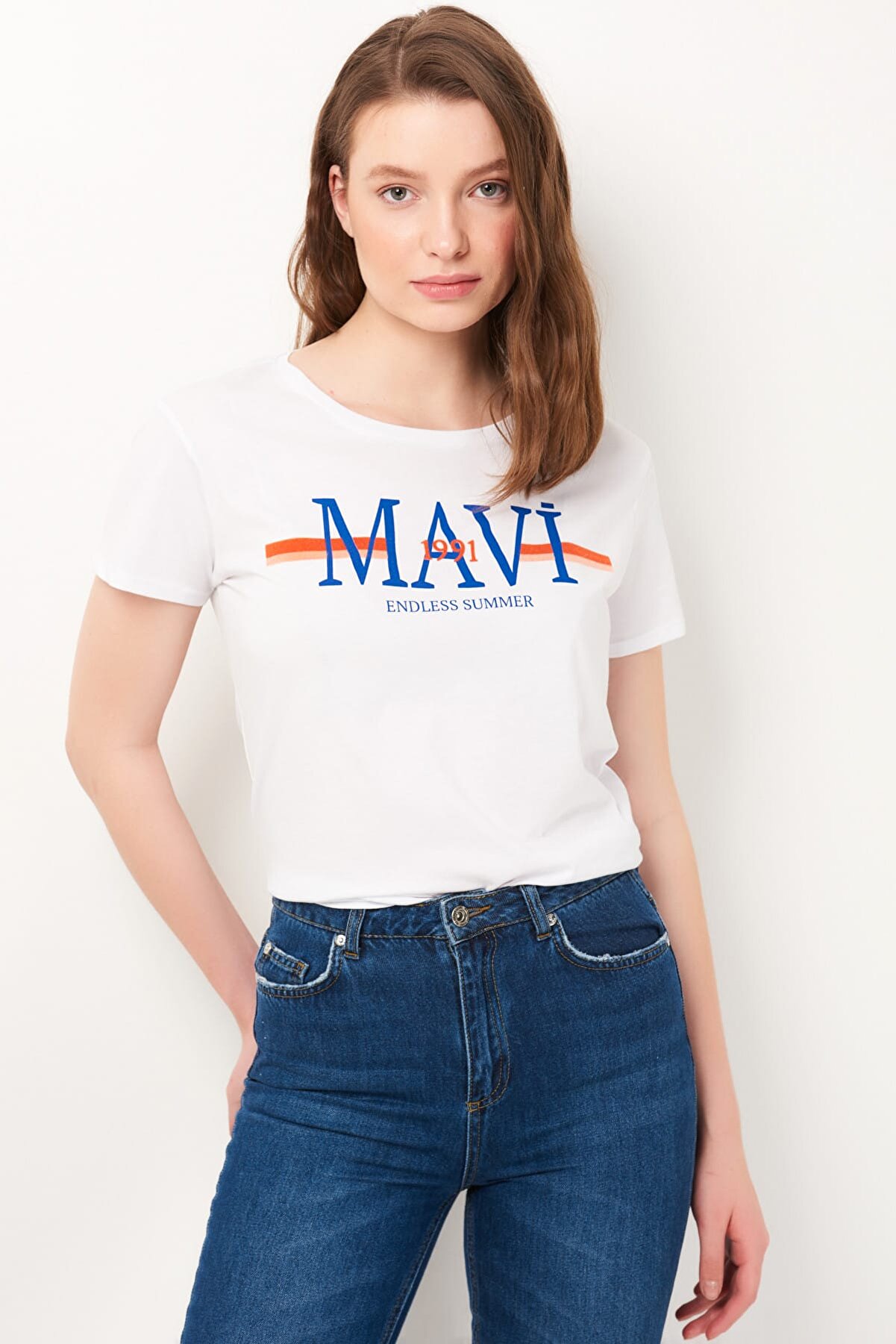 Mavi Kadın Baskılı Beyaz T-Shirt 167959-620