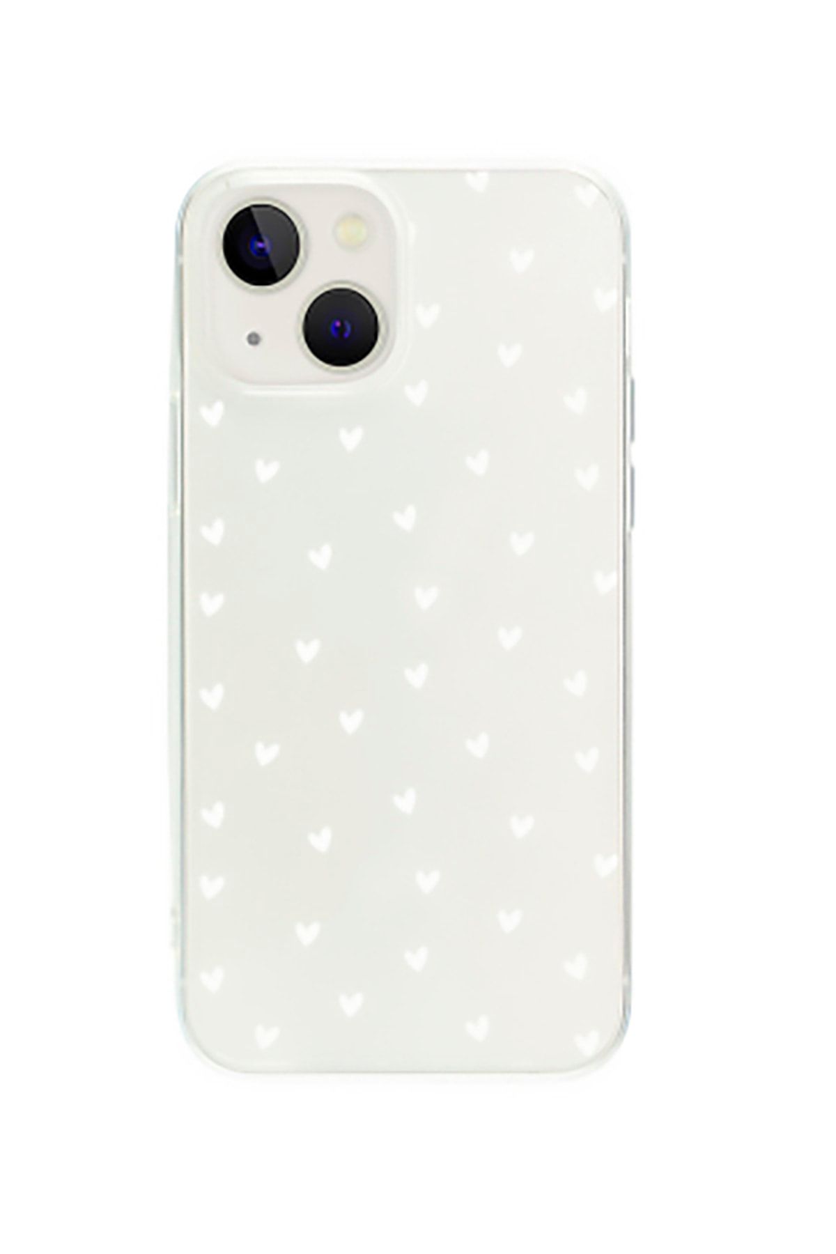 butikcase Iphone 13 Minik Kalpler Beyaz Desenli Şeffaf Telefon Kılıfı