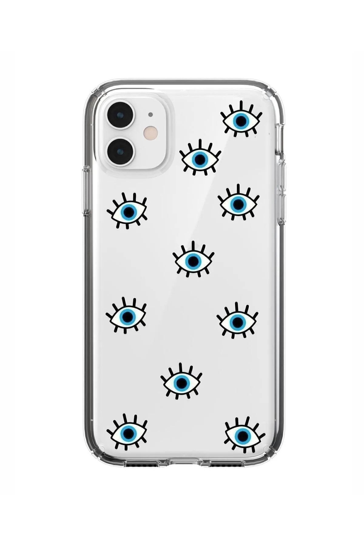 butikcase Iphone 11 Nazar Gözler Tasarımlı Şeffaf Telefon Kılıfı