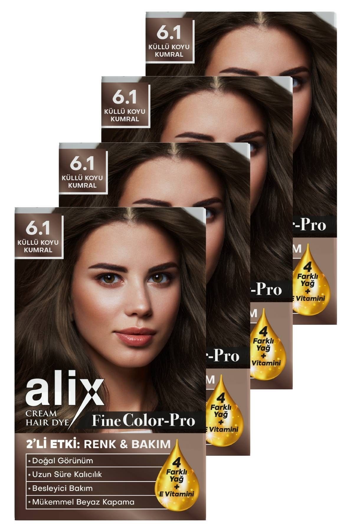 Alix Saç Boyası Kiti 6.1 Küllü Koyu Kumral 50 Ml (4 Adet)