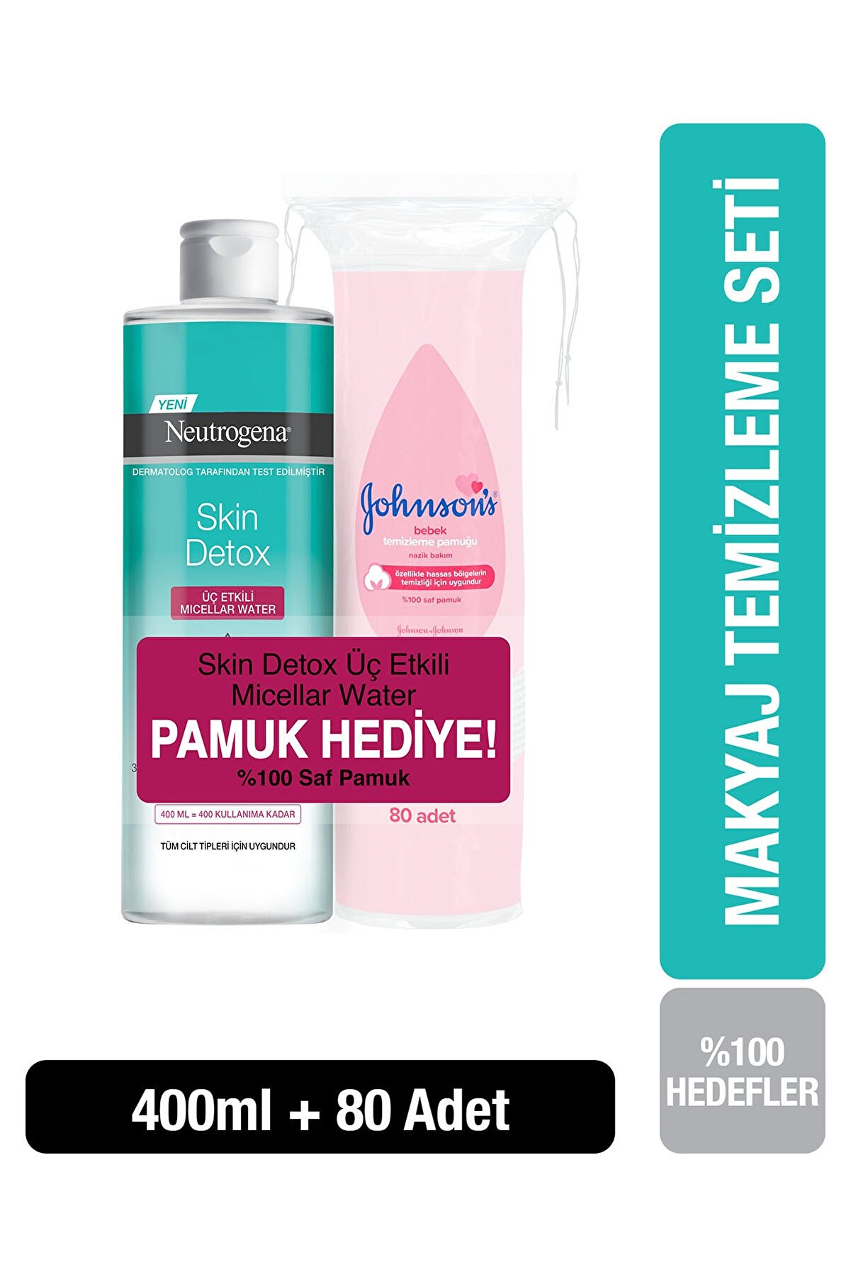 Neutrogena Skin Detox Micellar Water 400ml Johnson's Pamuk Hediye