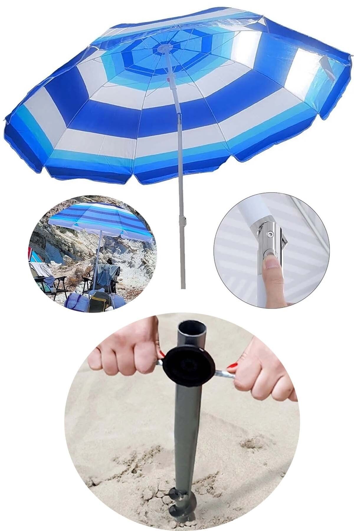 Binbirreyon Eğilebilen Plaj Şemsiyesi Metal Şemsiye Kazığı Seti Aa340ü