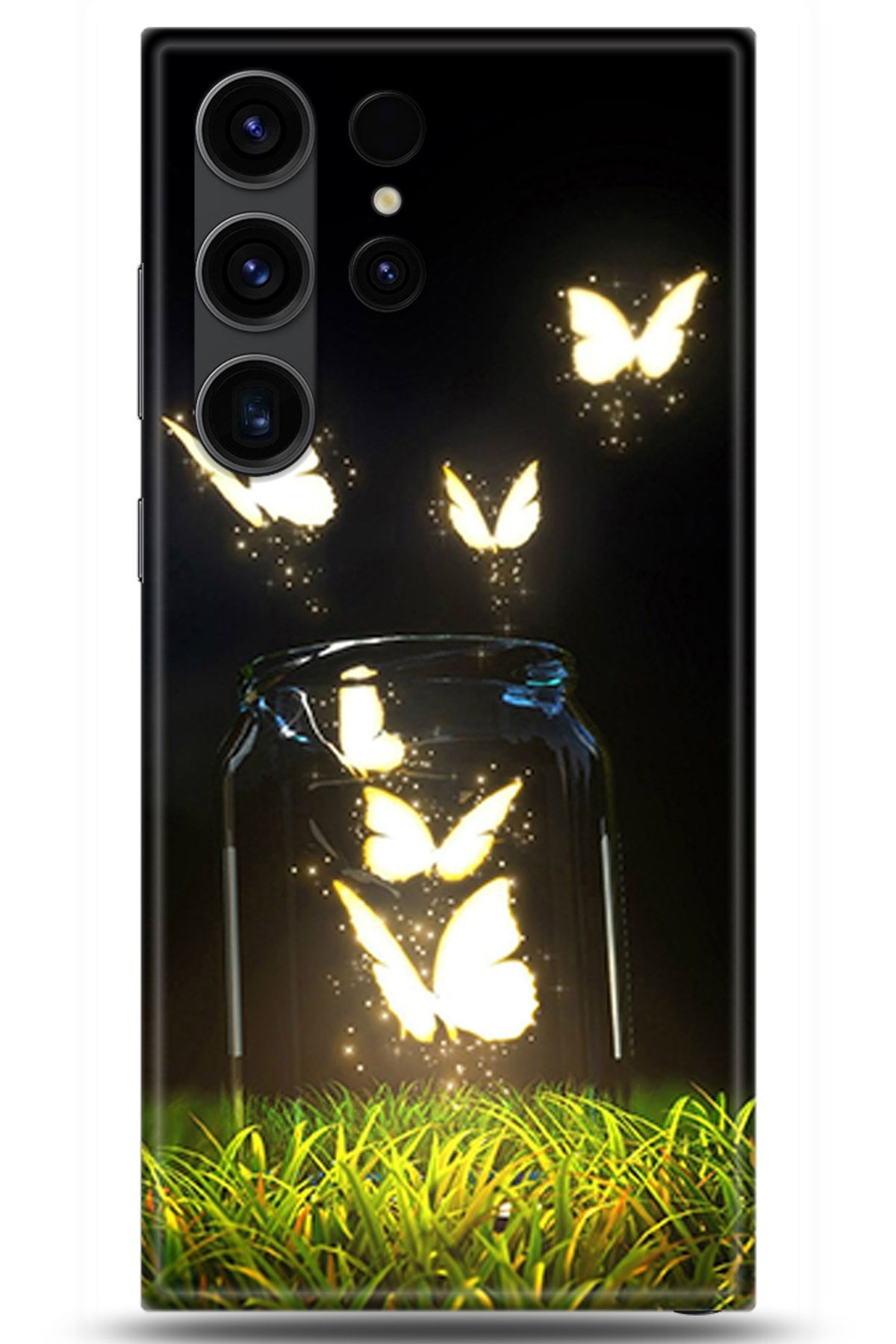 Turkiyecepaksesuar Samsung Galaxy S23 Ultra Kılıf Hd Baskılı Kılıf - Işıklı Kelebekler