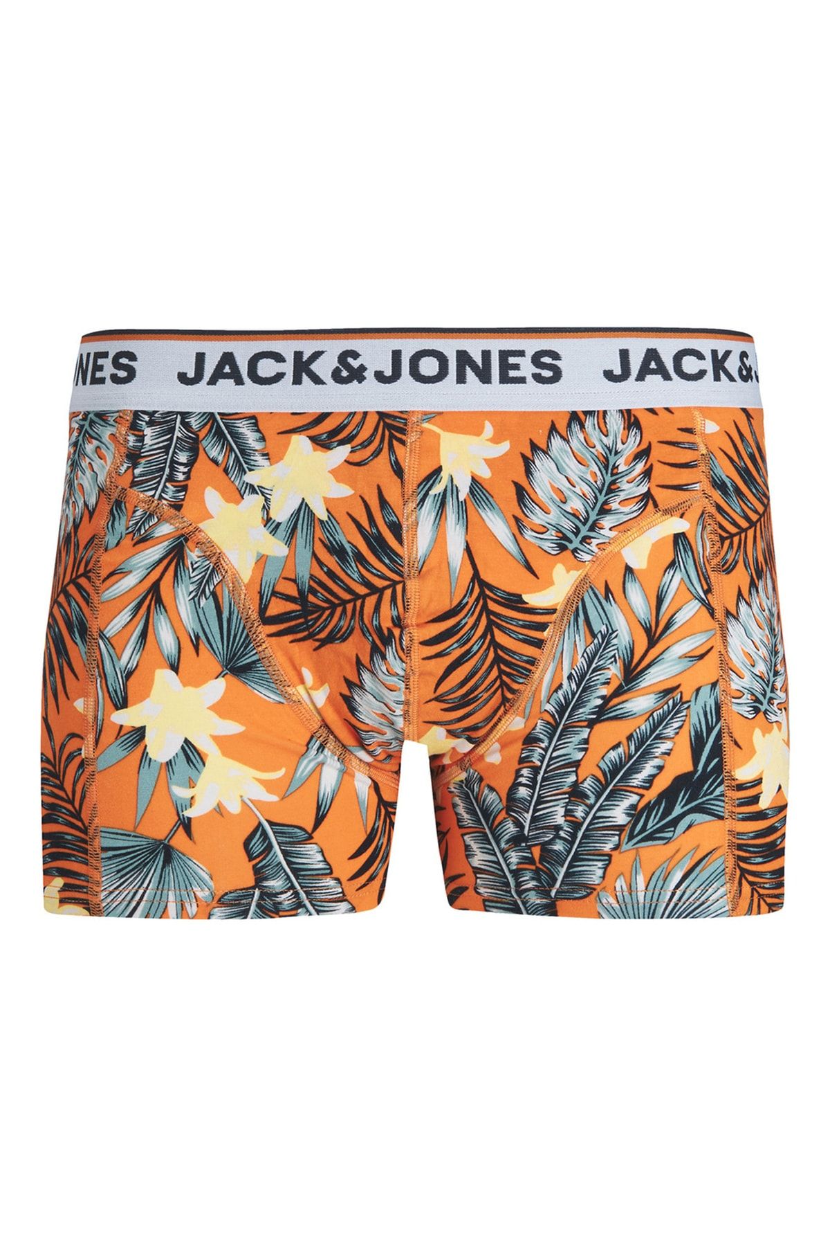 Jack & Jones Düz Turuncu Erkek T-shirt Jactropıcal Flowers Trunk Sn