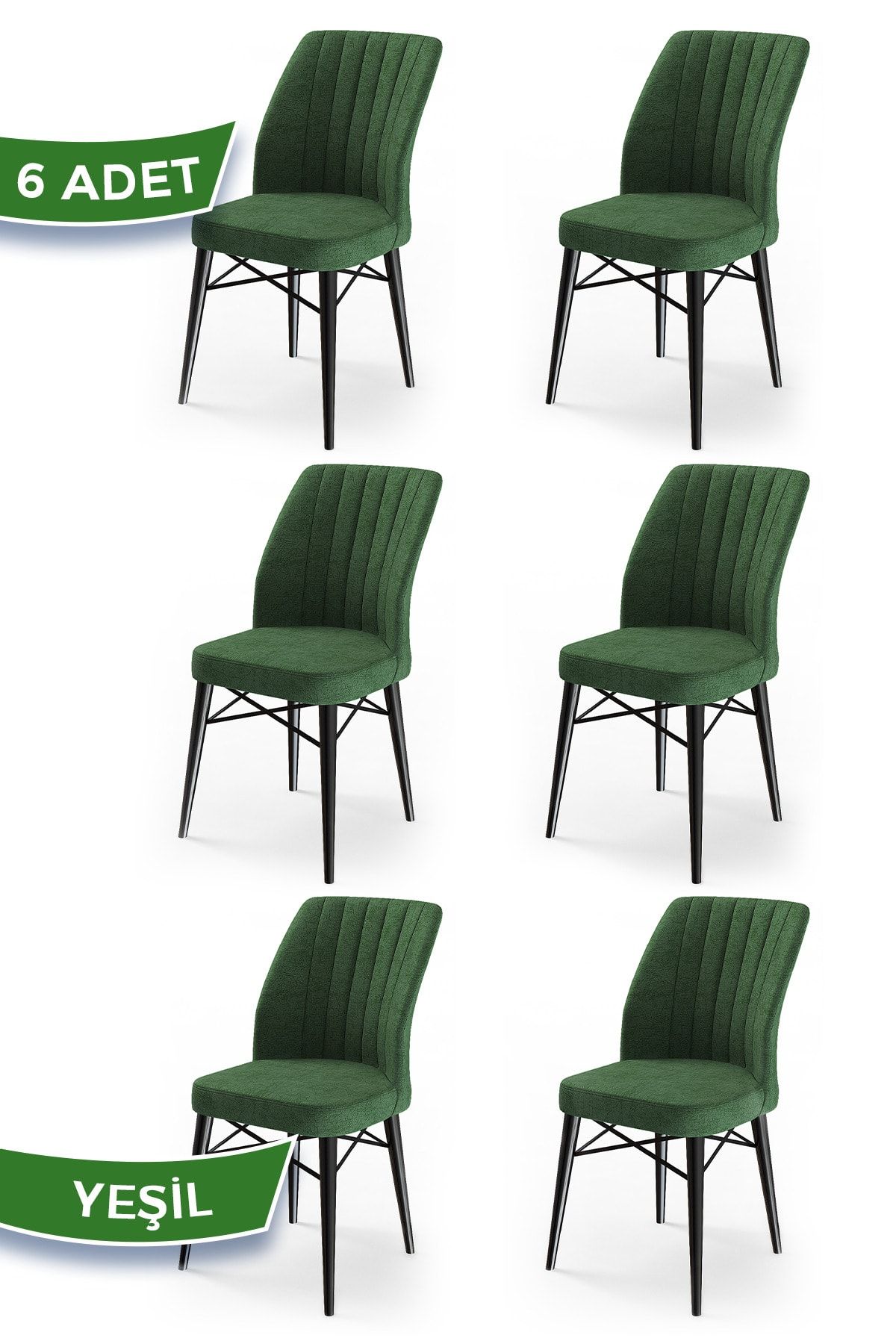 Canisa Concept Flex Serisi, Gürgen Ayaklı 1.sınıf Sandalye , 6 Adet , Haki Yeşil , Ayaklar Siyah