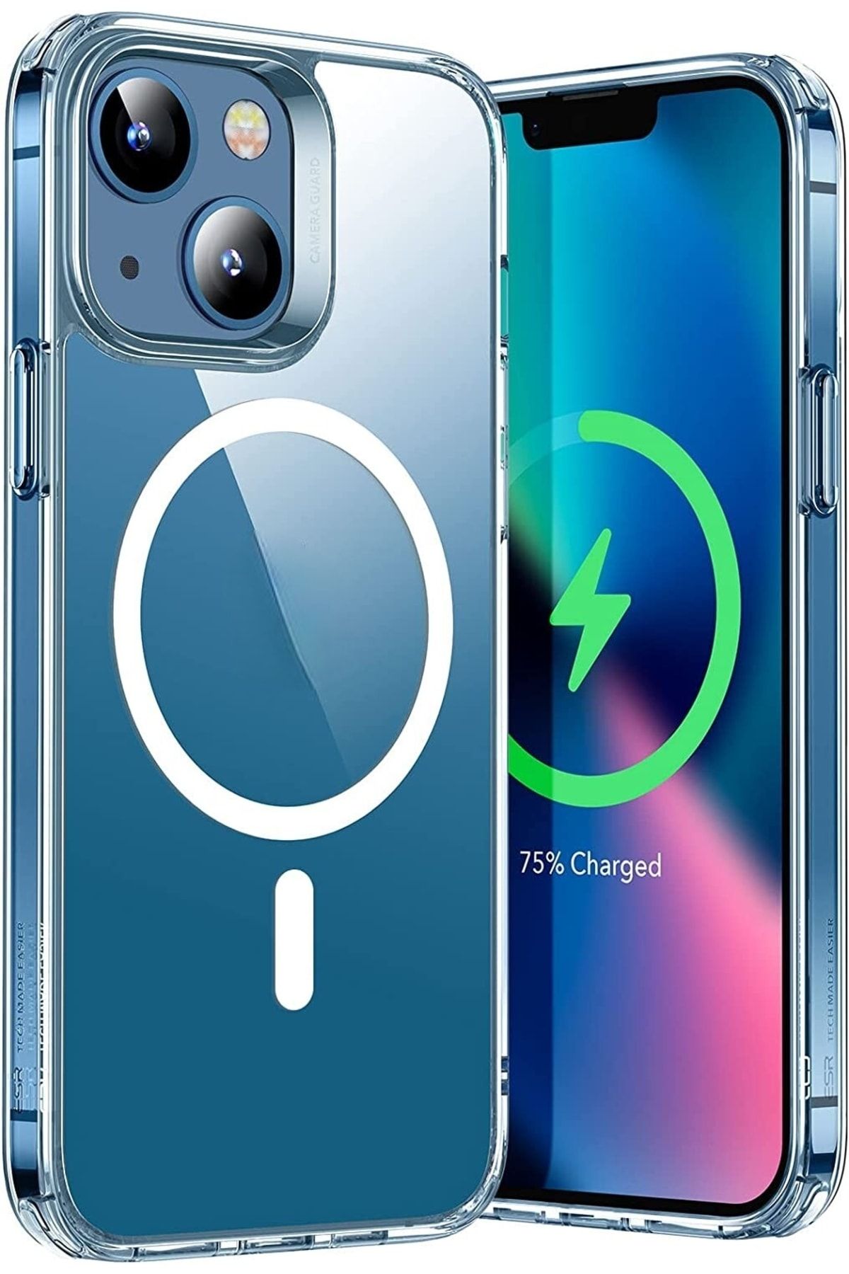 Fibaks Iphone 13 Kılıf Kablosuz Şarj Magsafe Uyumlu Köşe Korumalı Şeffaf Kılıf  Uyumlu