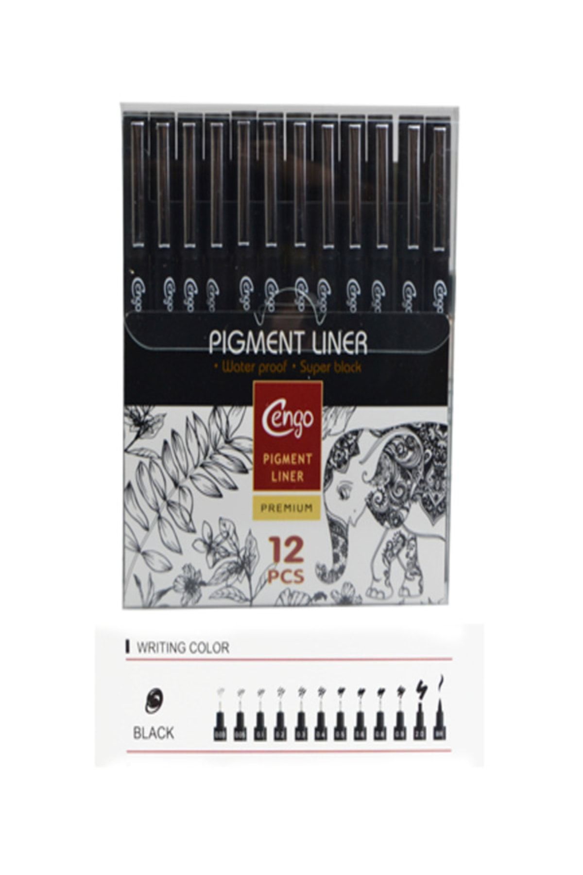 Cengo Pigment Fineliner 12'li Waterprof