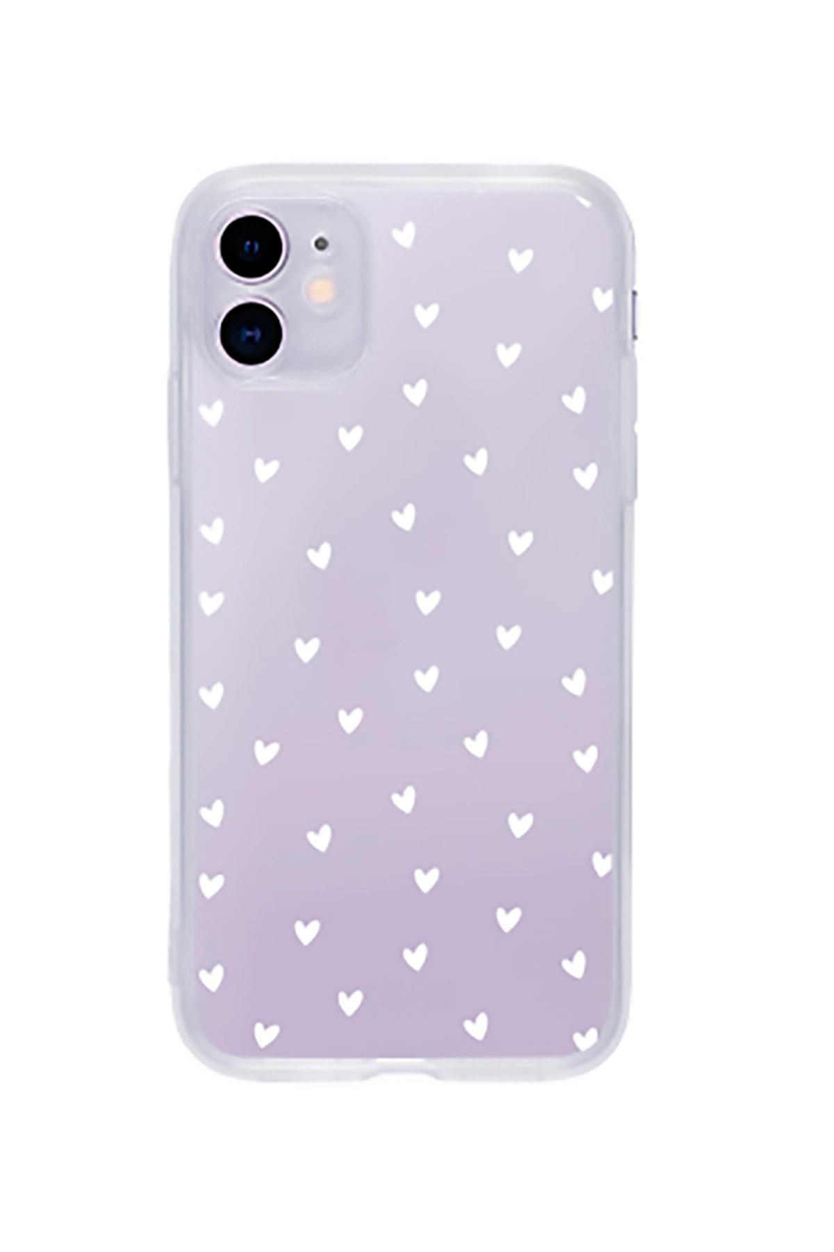 butikcase Iphone 11 Minik Kalpler Beyaz Desenli Şeffaf Telefon Kılıfı