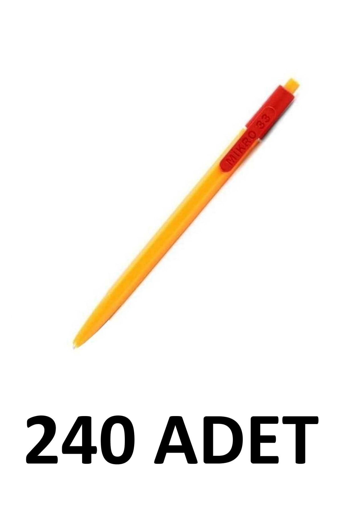 Mikro 240 Adet Basmalı Tükenmez Kalem Kahveci Kalemi Kırmızı M-33