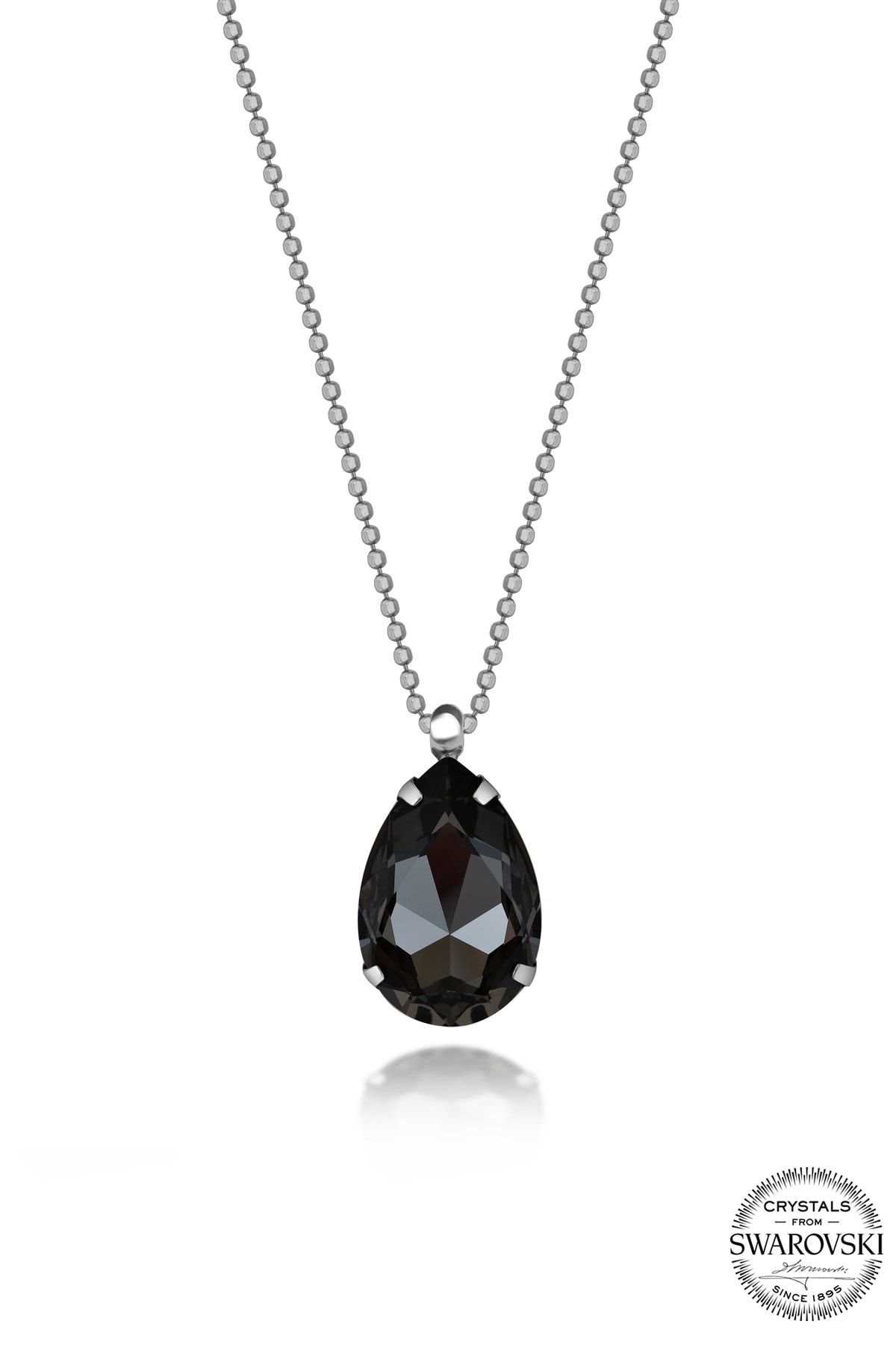 Swarovski Swarovski Crystal Kadın Black Diamond Damla Gümüş Kolye