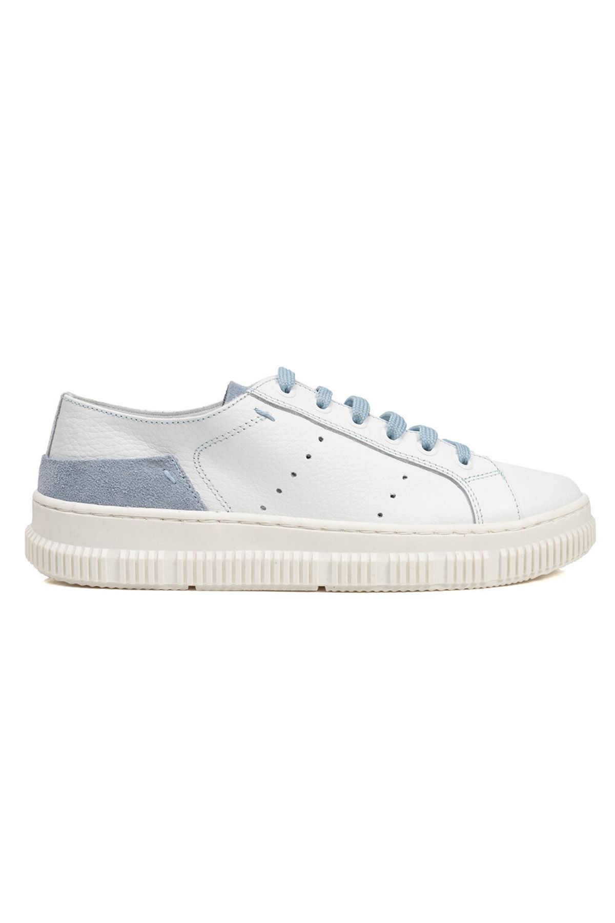 Greyder Kadın Beyaz Mavi Hakiki Deri Sneaker Ayakkabı 3y2ca50753