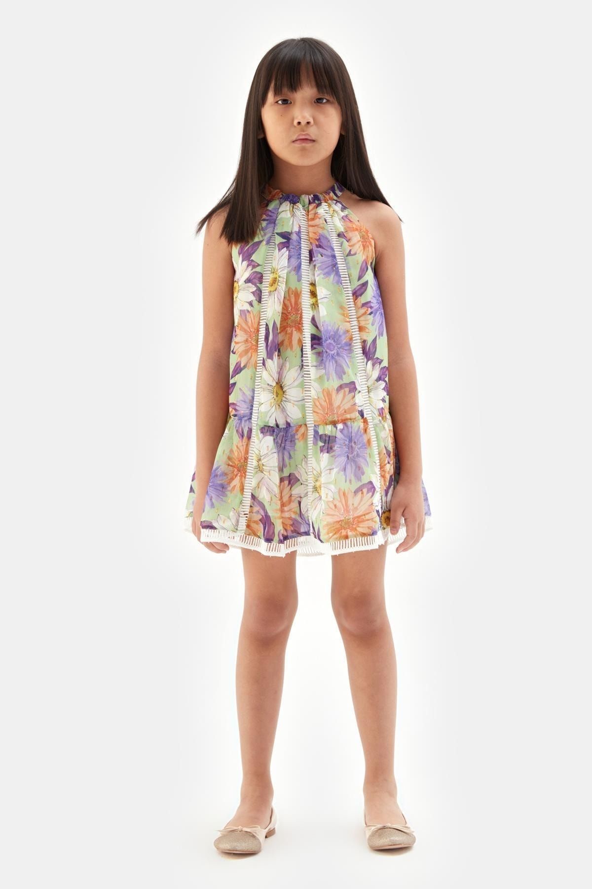 Tyess Kız Çocuk Desenli Elbise 23ss1tj4917