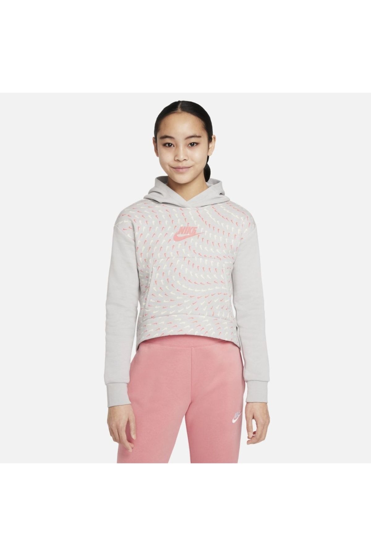 Nike Sportswear Printed Fleece Hoodie Kız Çocuk Sweatshirt