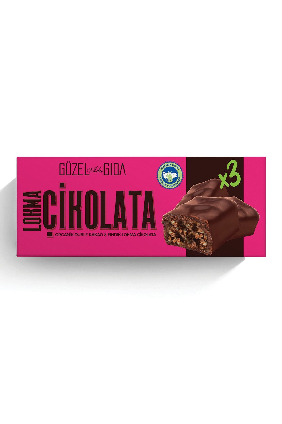 Güzel Ada Gıda Lokma Çikolata Duble Kakao Fındık Vegan Bar 35 Gr Organik Glutensiz