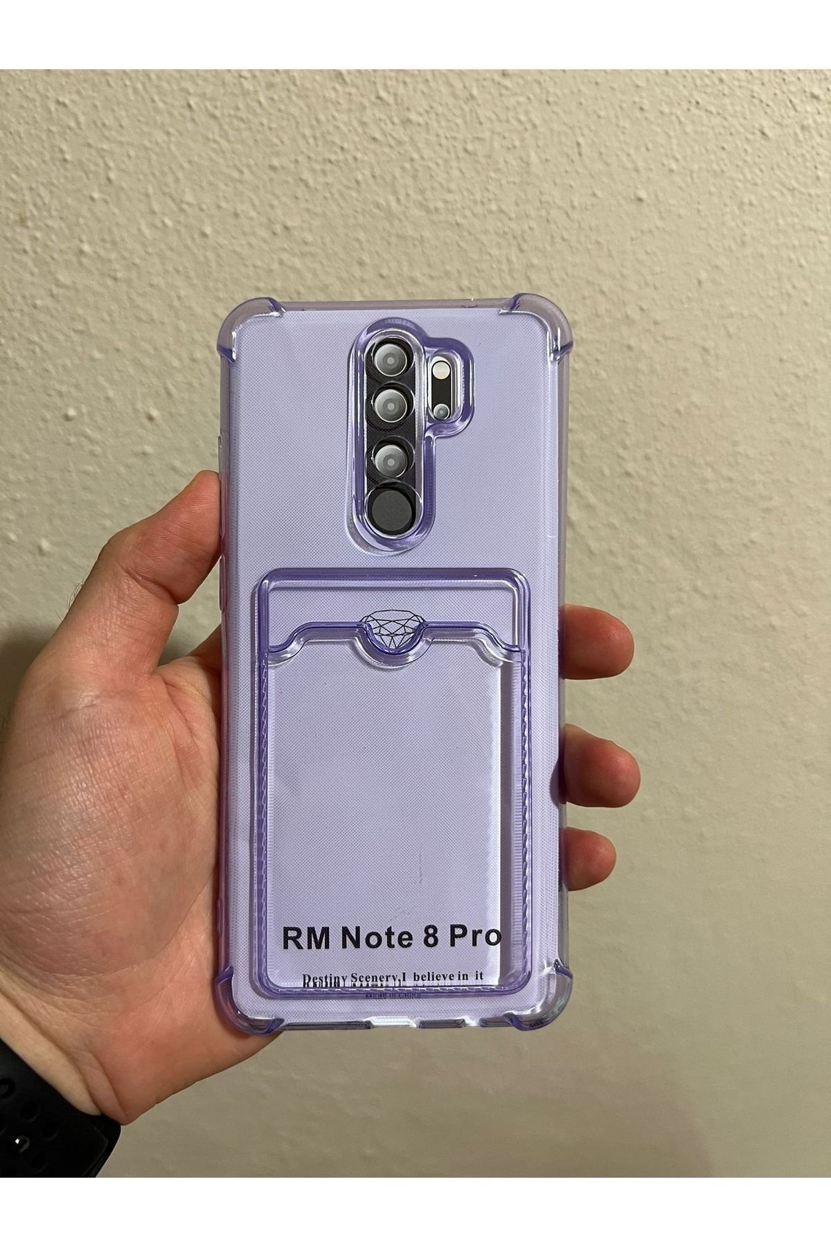 soffany Redmi Note 8 Pro Uyumlu Renkli Şeffaf Kartlık Köşe Korumalı Darbe Emici Silikon Telefon Kılıf