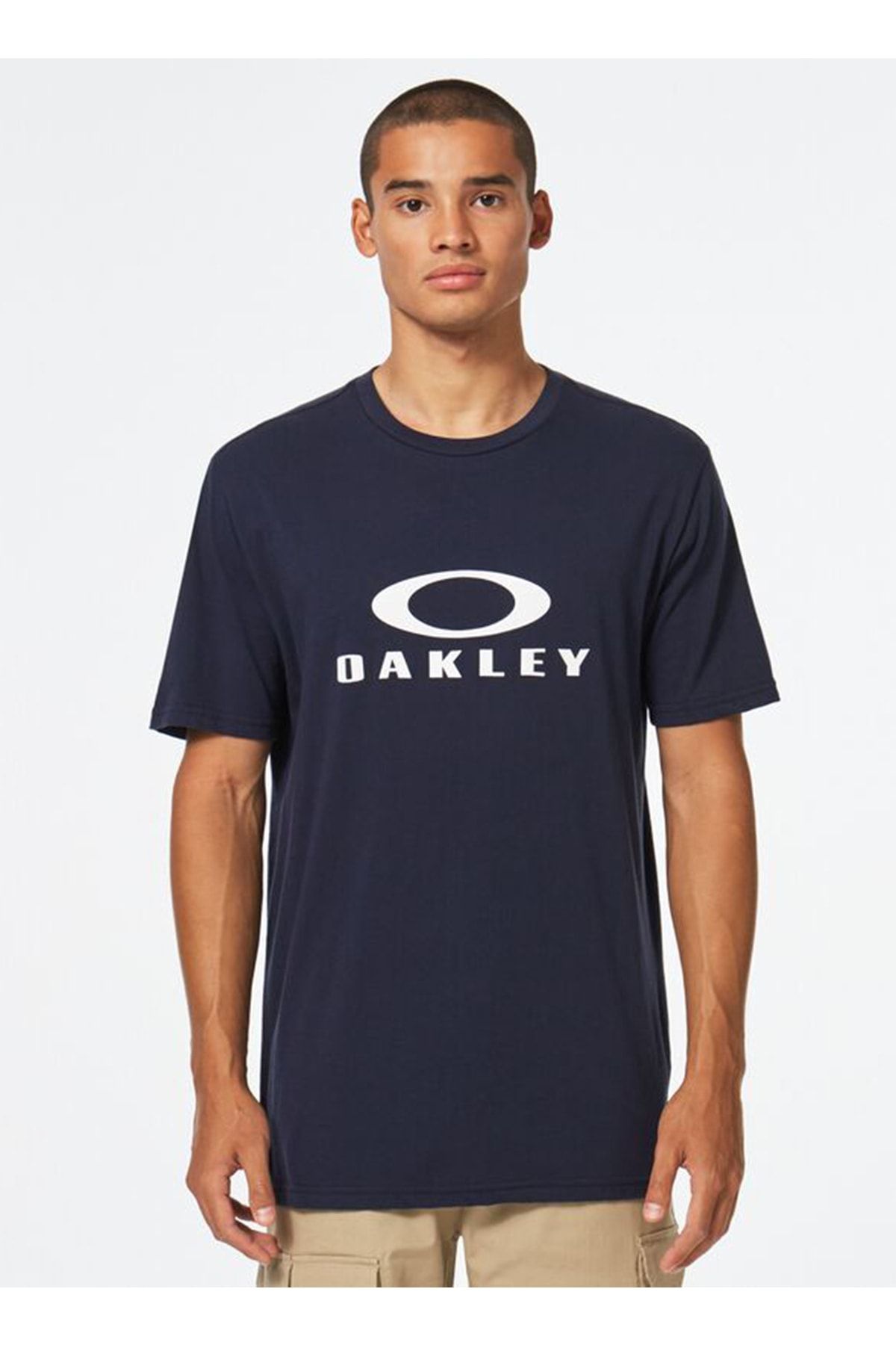 Oakley Bisiklet Yaka Baskılı Lacivert Erkek T-shirt Foa402167 O Bark 2.0