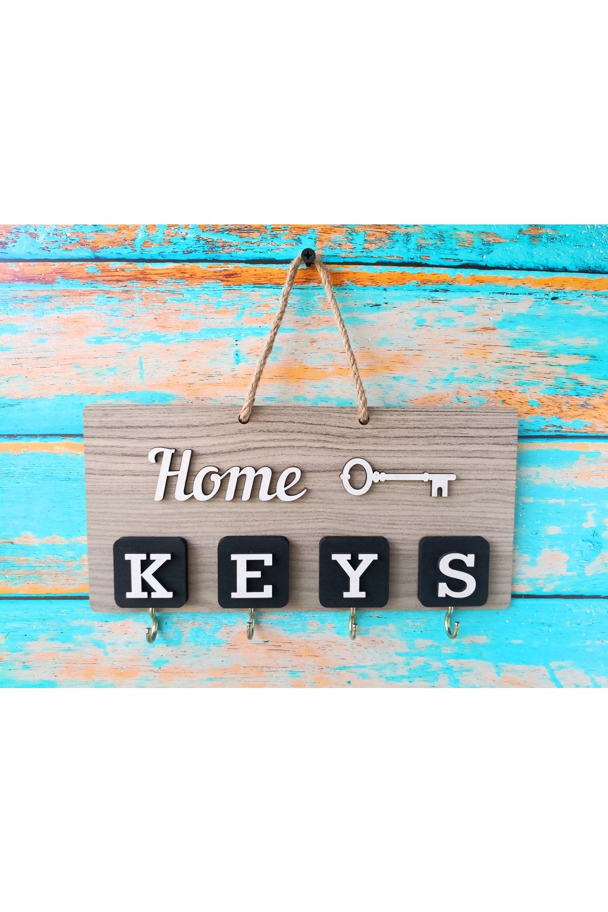 Lumla Ahşap Görünümlü Home Keys El Yapımı Anahtar Askısı