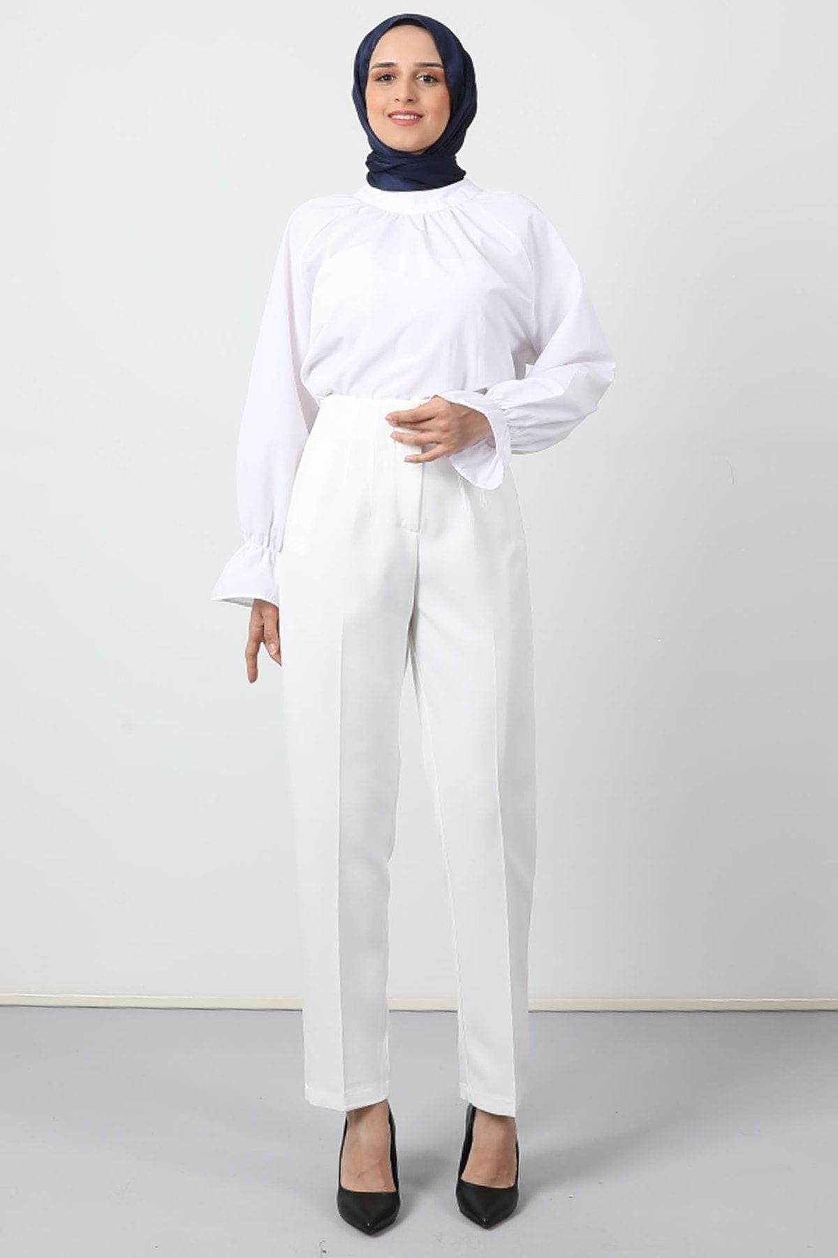 Giza Giyim Fermuarlı Kalem Pantolon Beyaz