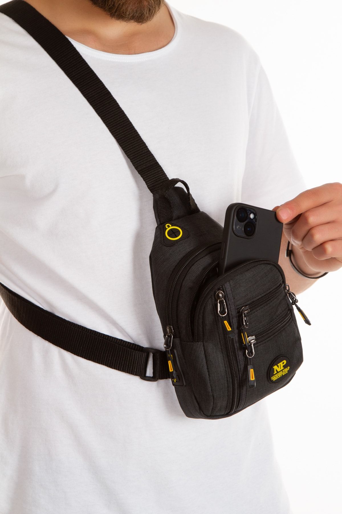 NEWISH POLO ACCESSORIES Unisex Su Geçirmez Kulaklık Usb Çıkışlı Çapraz Askılı Çanta Bel Omuz Ve Göğüs Çanta Günlük Bodybag