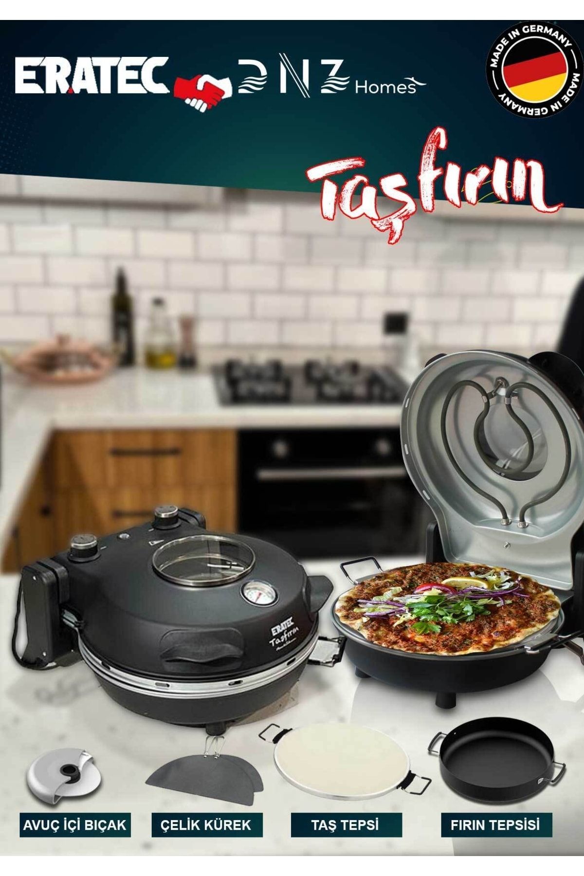 ERATEC Taş Fırın Seti Pm-27 Xxl Yeni Versiyon ( Pizza Makinası)