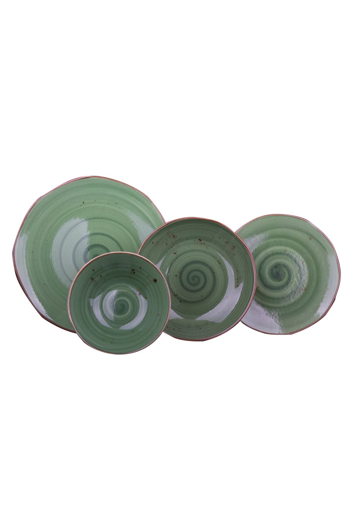 Tulü Porselen Ractive Organik Form Çağla Yeşili 24 Parça 6 Kişilik Yemek Takımı