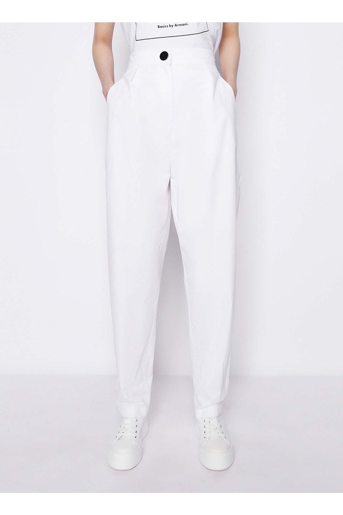 Armani Exchange Yüksek Bel Normal Beyaz Kadın Pantolon 3ryp01