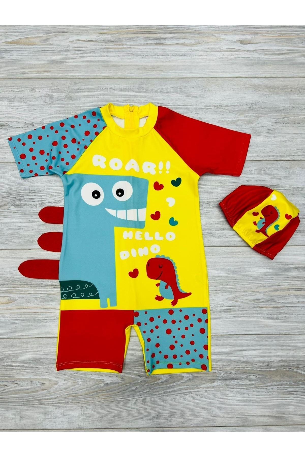 My Kids Wear Tatlı Dino Temalı Boneli Erkek Çocuk Mayo Takımı