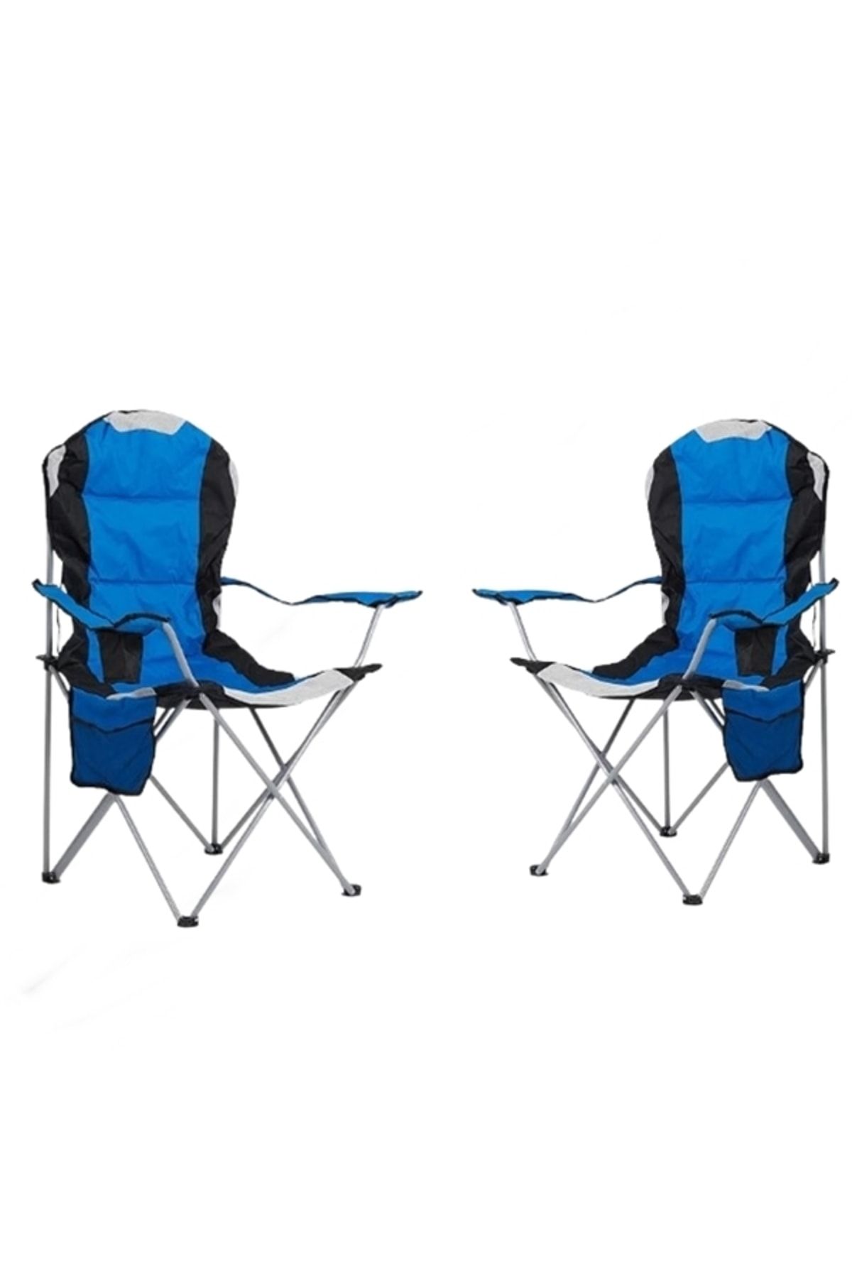 gaman Xl 1. Kalite 2 Li Set Katlanır Plaj Ve Kamp Sandalyesi Seti Kamp Koltuğu 120kg Kapasite Mavi