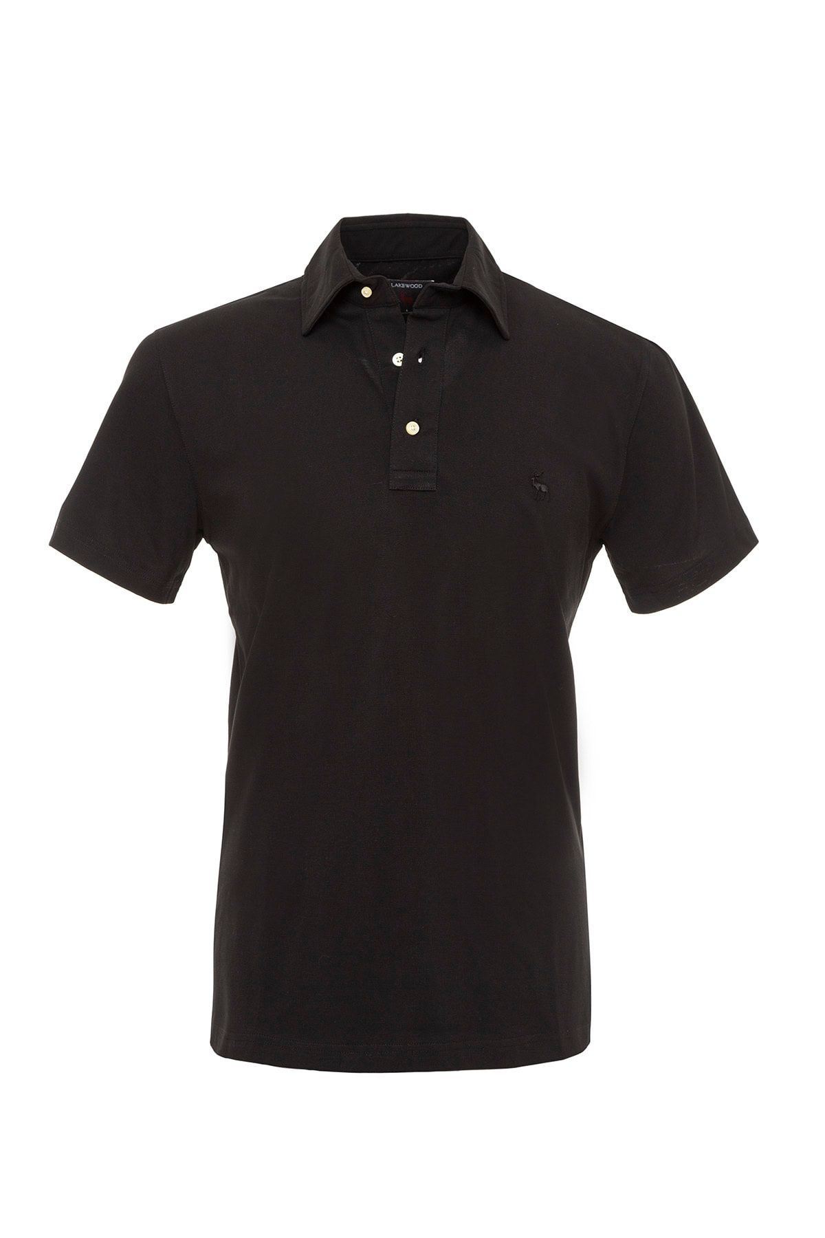 LAKEWOOD Erkek Siyah Düz Renkli Gömlek Yakalı Polo T-Shirt