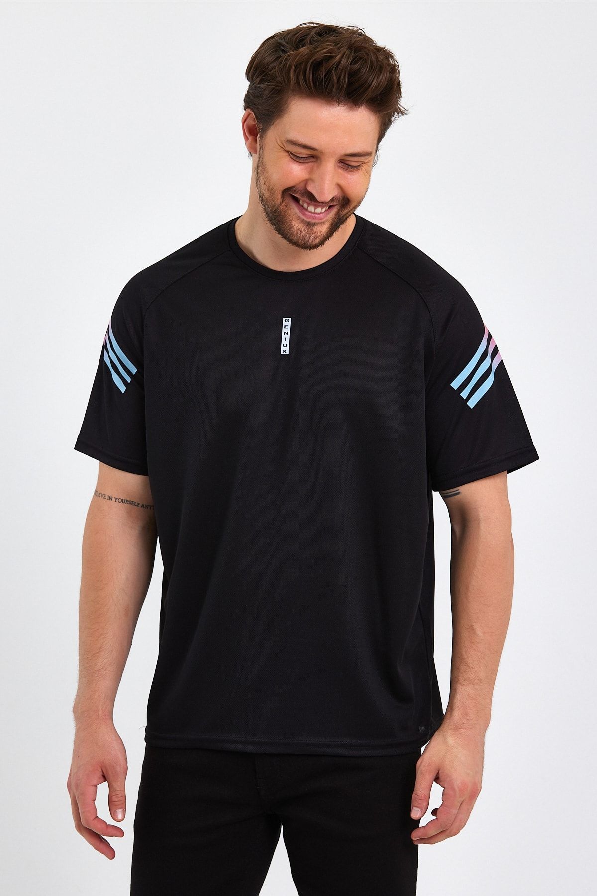 GENIUS STORE Store Erkek Spor Tişört Baskılı Fitness, Antrenman Fit T-shirt