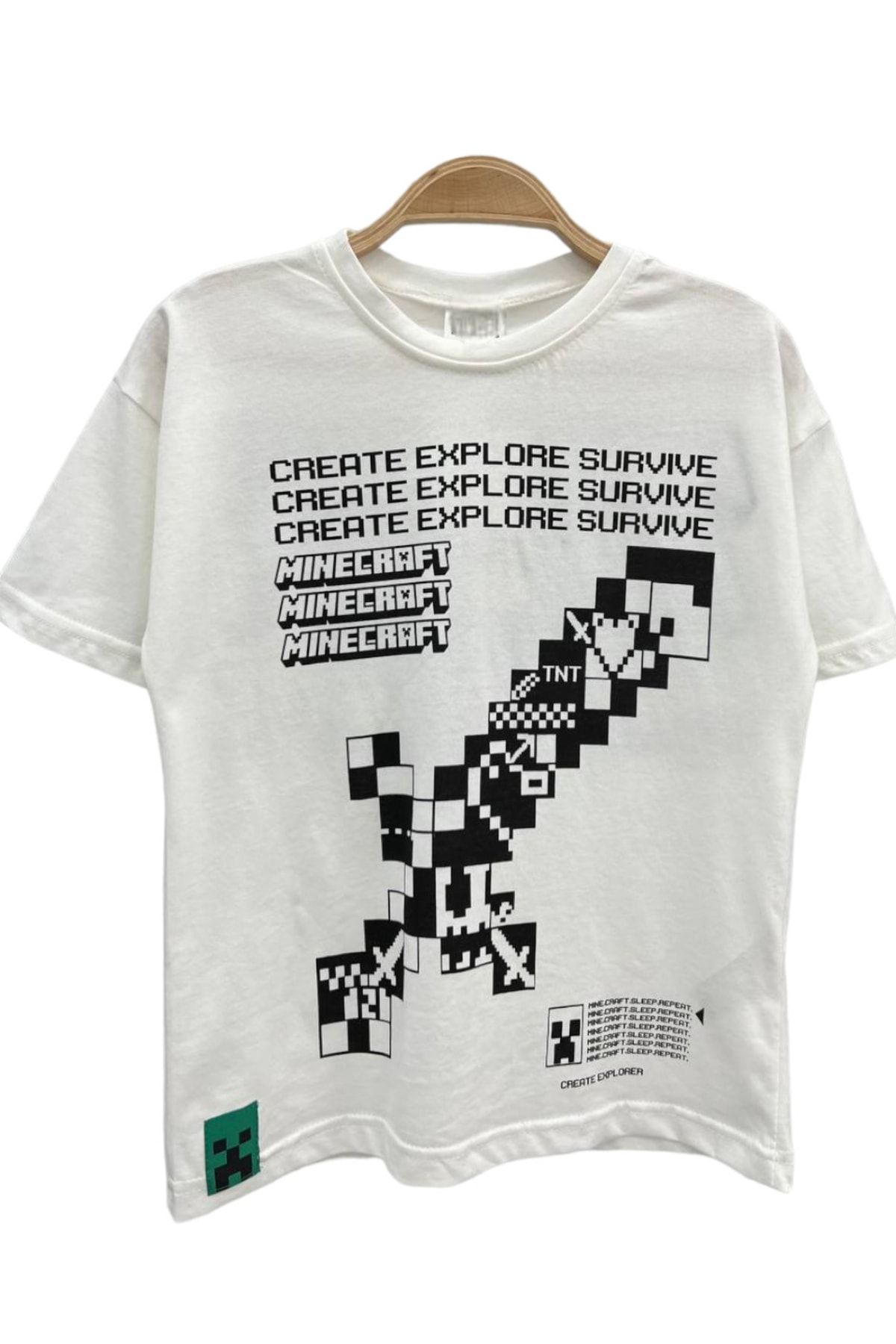 Lolliboomkids Yeni Sezon Minecraft Baskılı Unisex Tişört