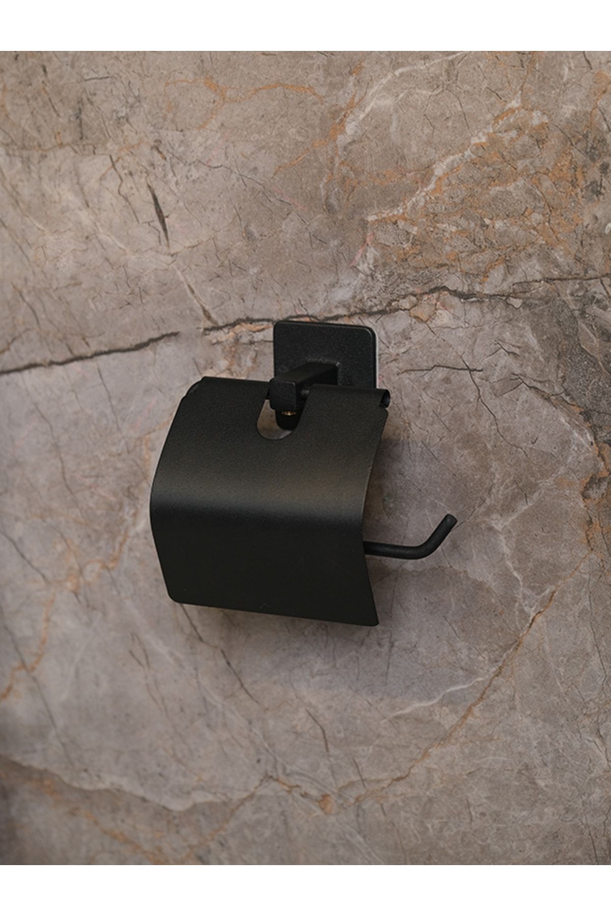Alper Banyo Yapışkanlı Siyah Kapaklı Kare Açık Tuvalet Kağıtlığı Wc Kağıtlık Tuvalet Kağıdı Askısı
