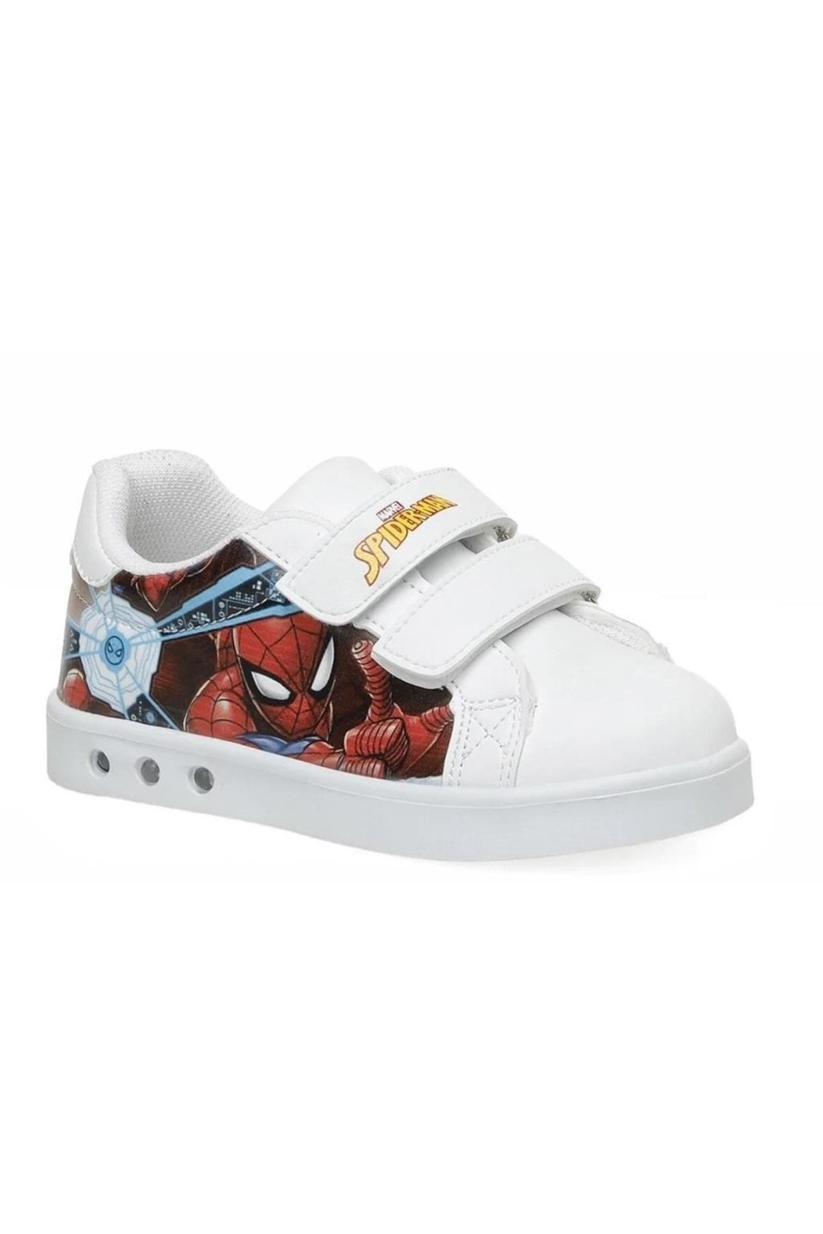 Spiderman Erkek Çocuk Beyaz / Lacivert Işıklı Spor Ayakkabı Ellaboni Sneaker