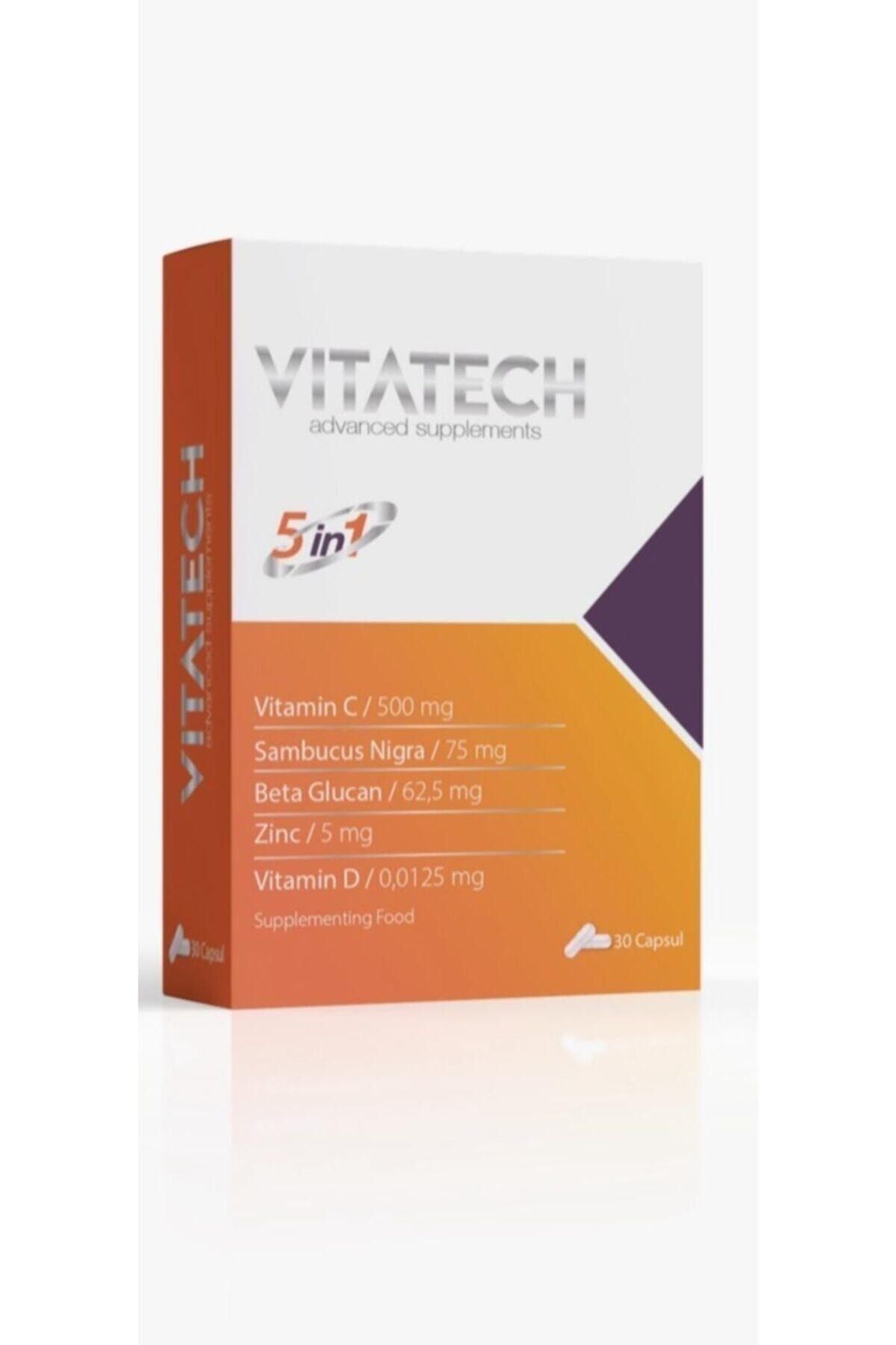 VITATECH 5in1 Vitamin C + Karamürver + Beta Glukan + Çinko + Vitamin D 30 Kapsül